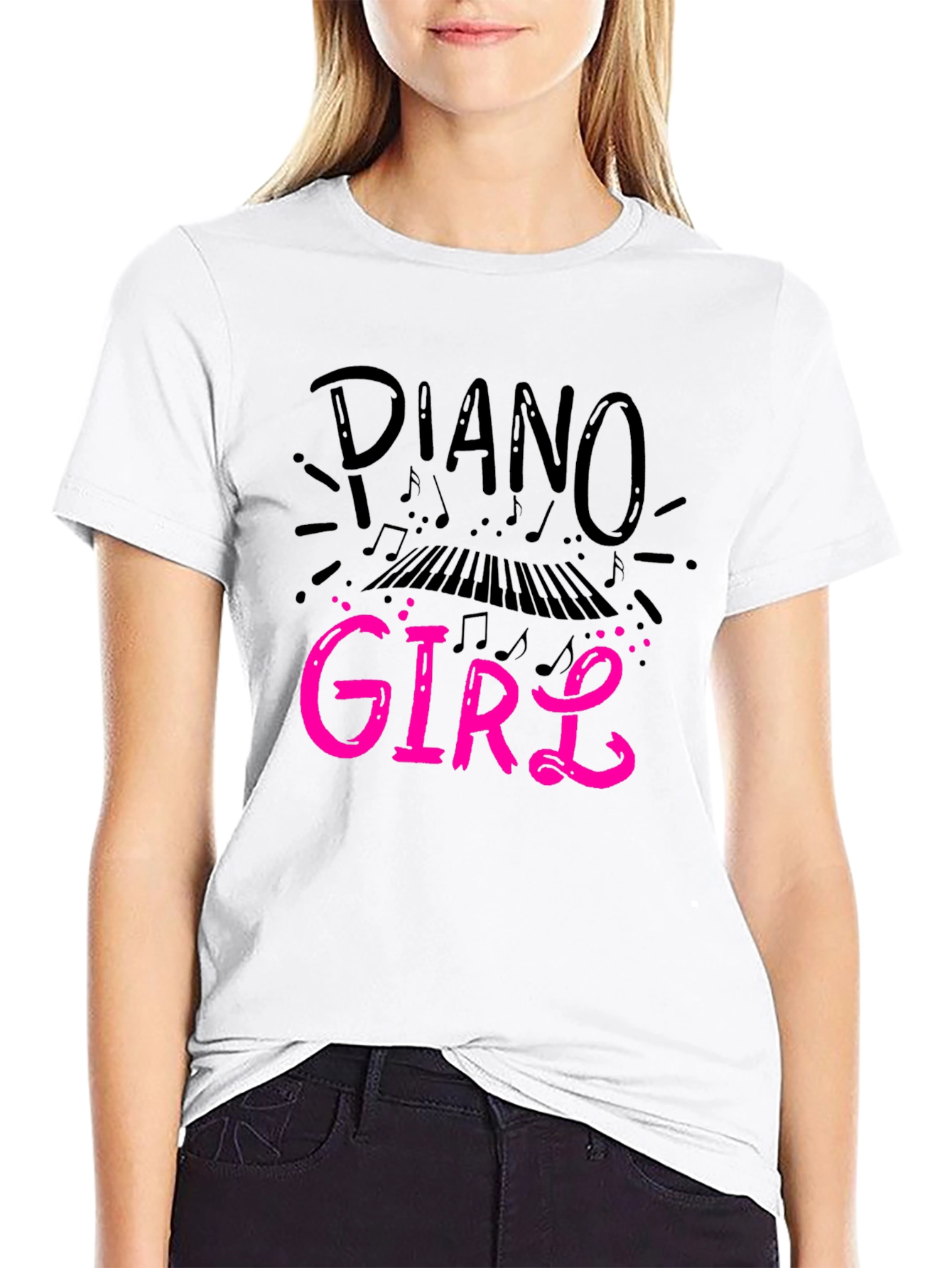 Piano Girl Graphic Tee - Music Lovers Shirt