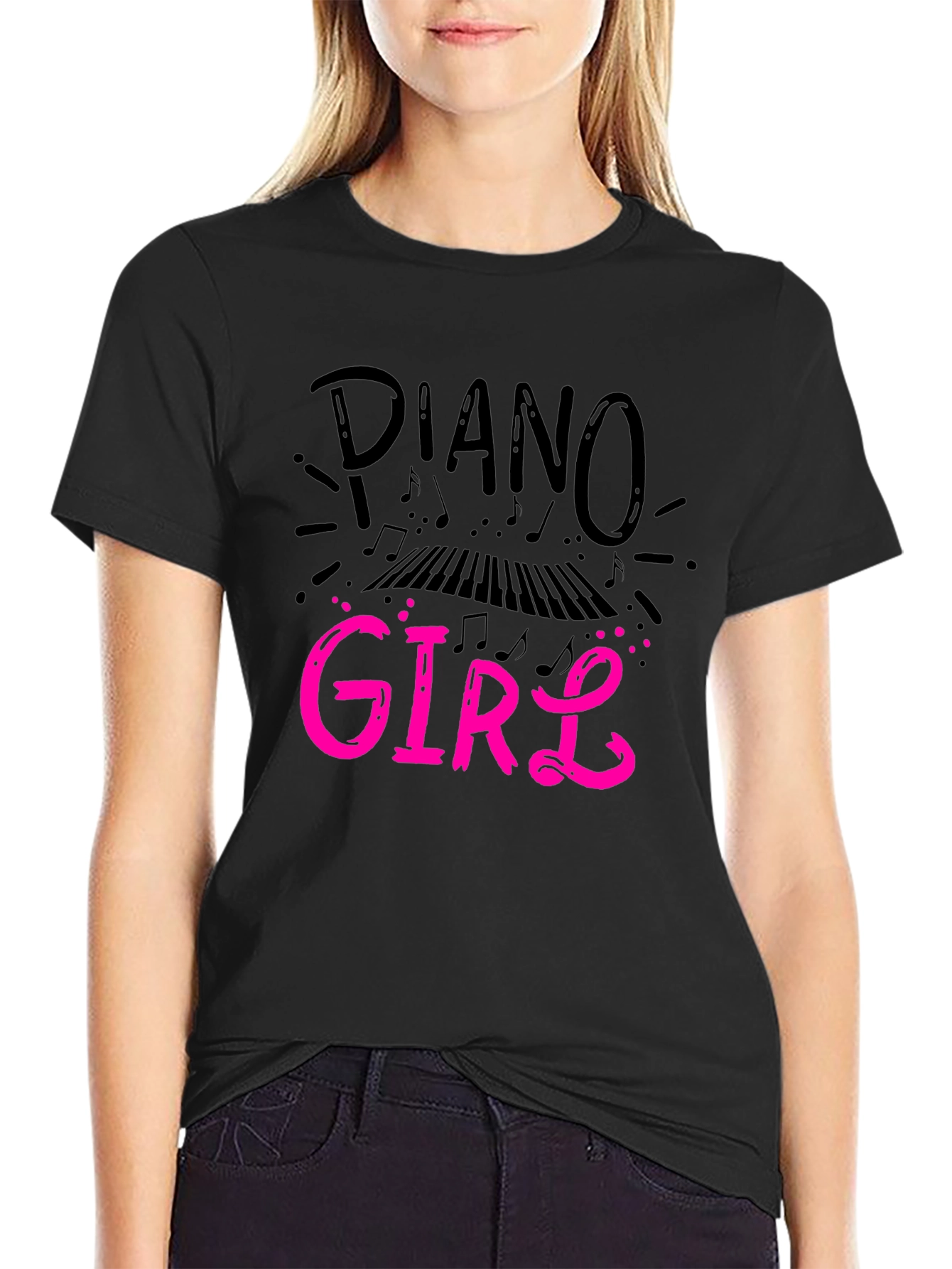 Piano Girl Graphic Tee - Music Lovers Shirt