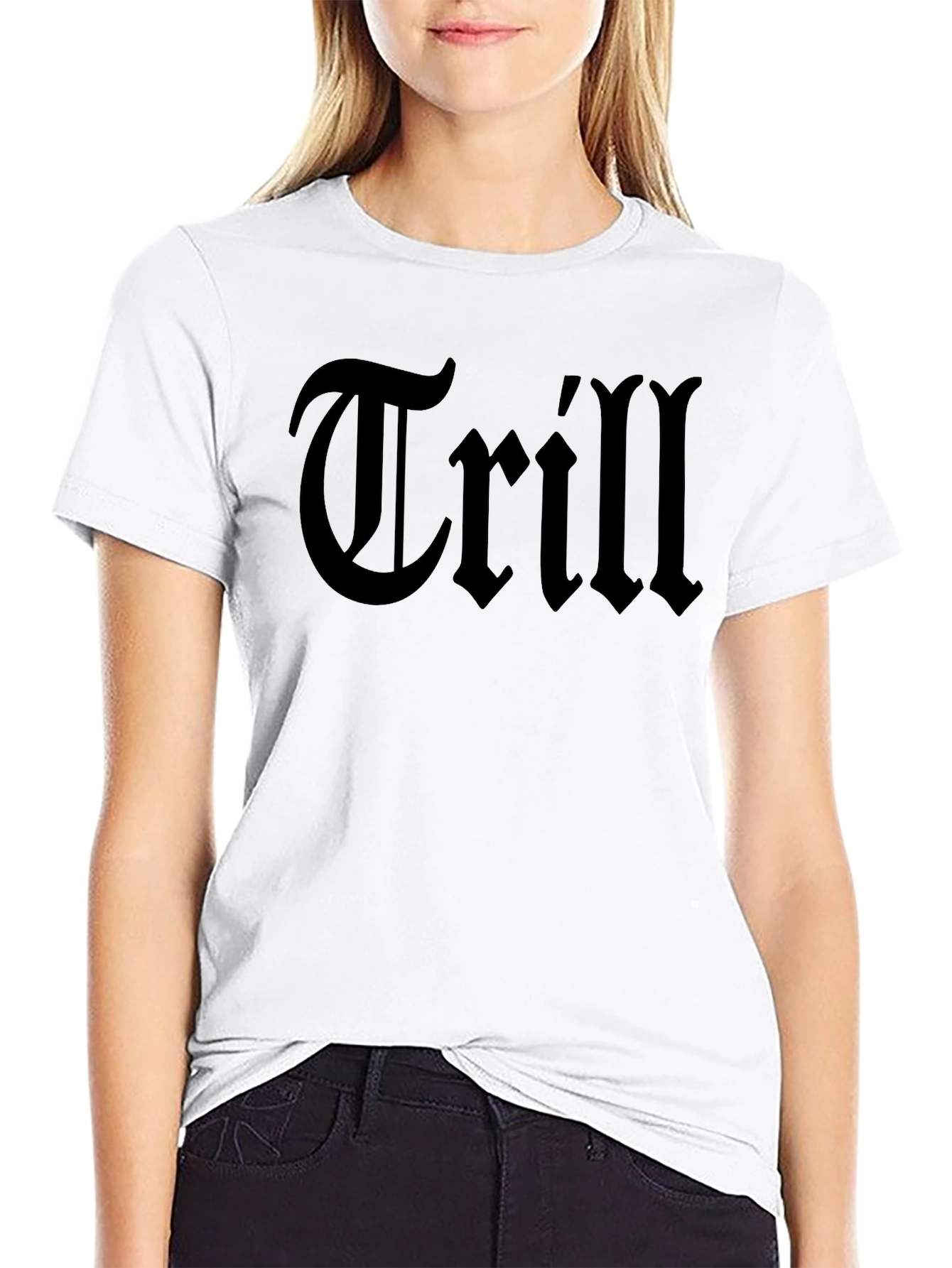 Trill Crew Neck Black T-Shirt - Casual Fashion