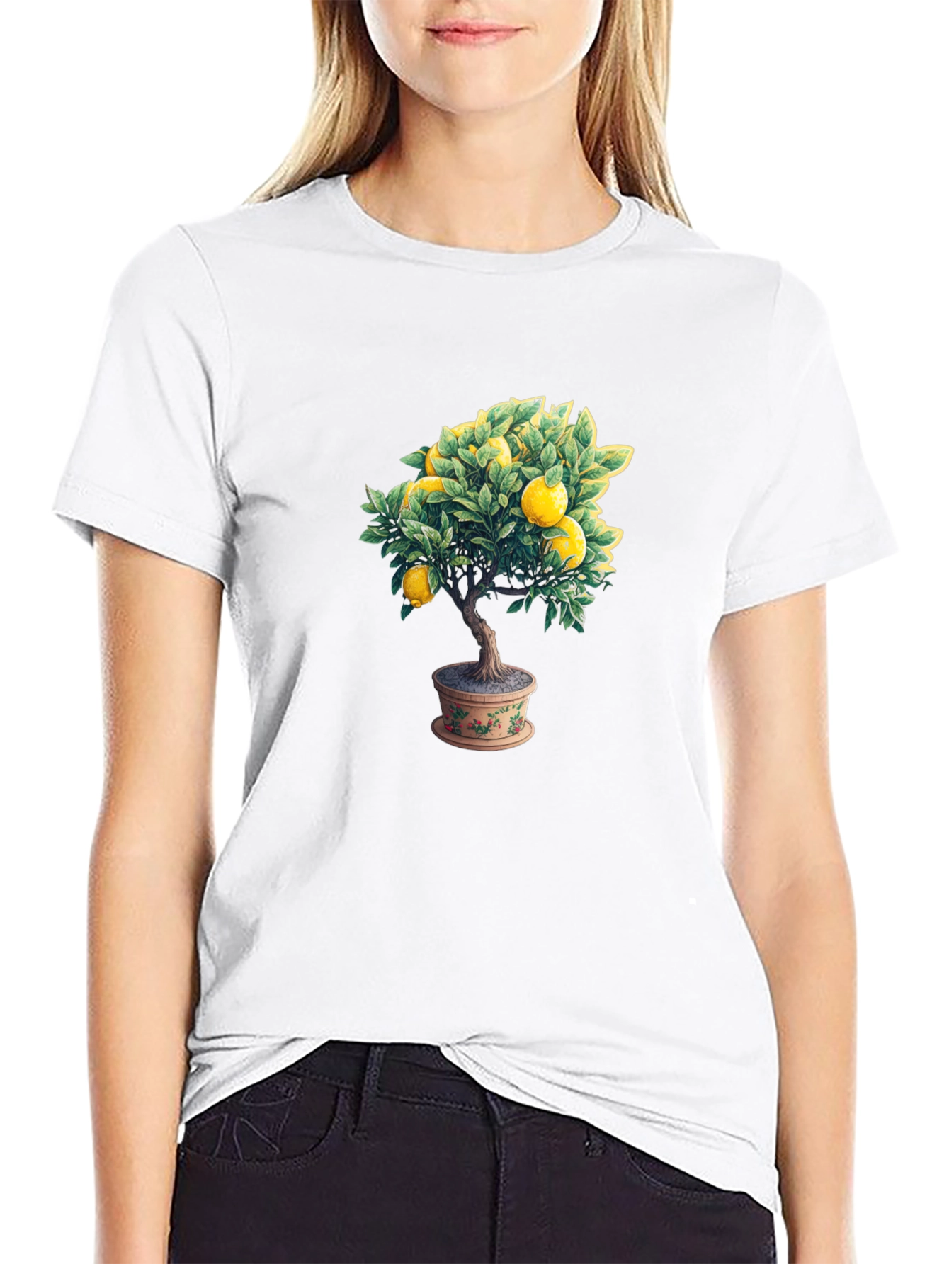 Lemon Tree Graphic Tee - Black Cotton Comfort