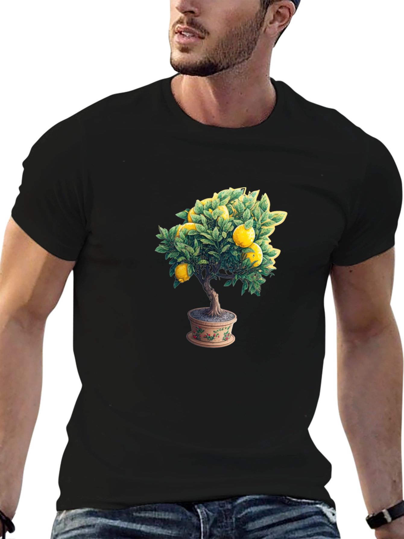 Lemon Tree Graphic Tee - Black Cotton Comfort