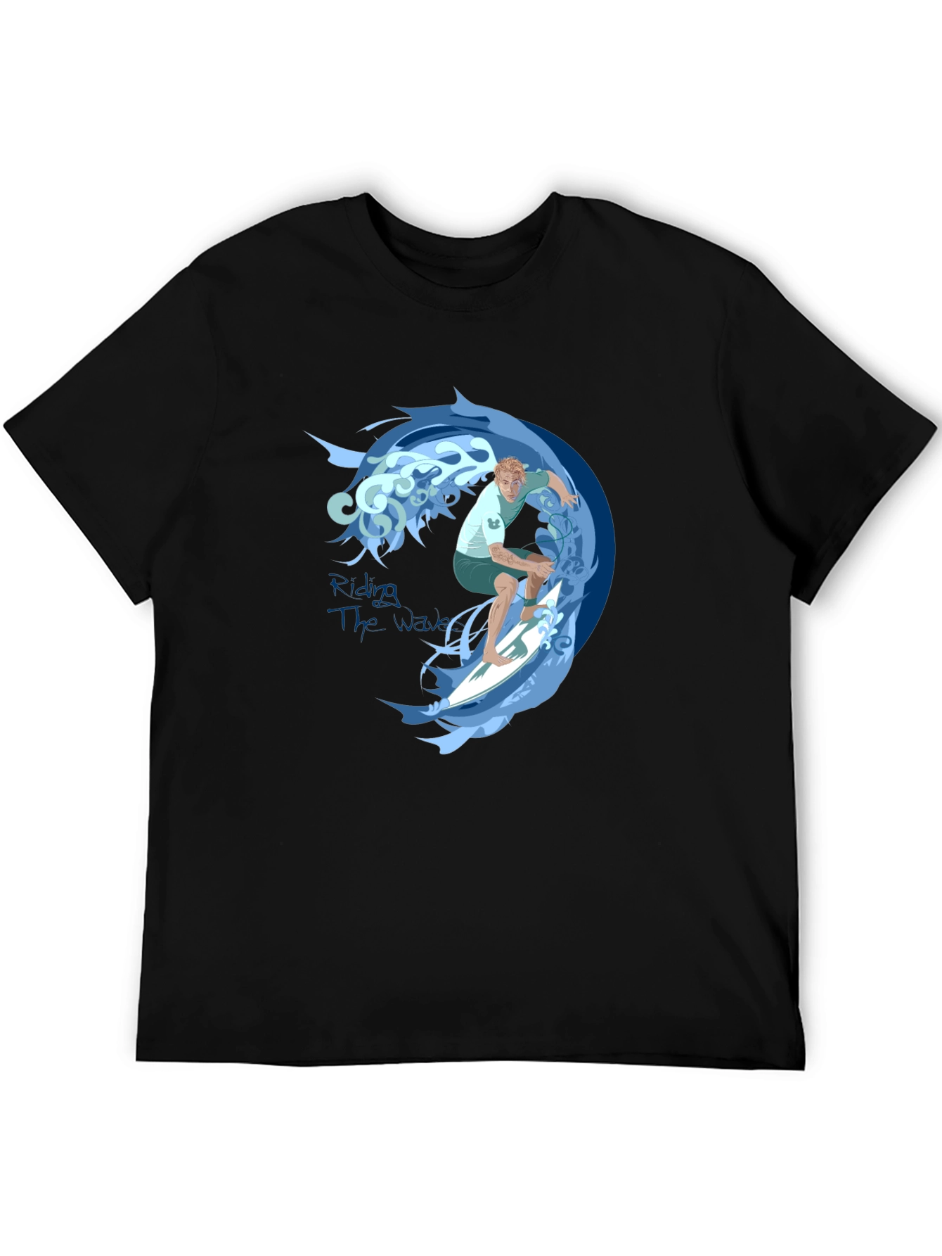 Surfer Wave Graphic Tee - Black
