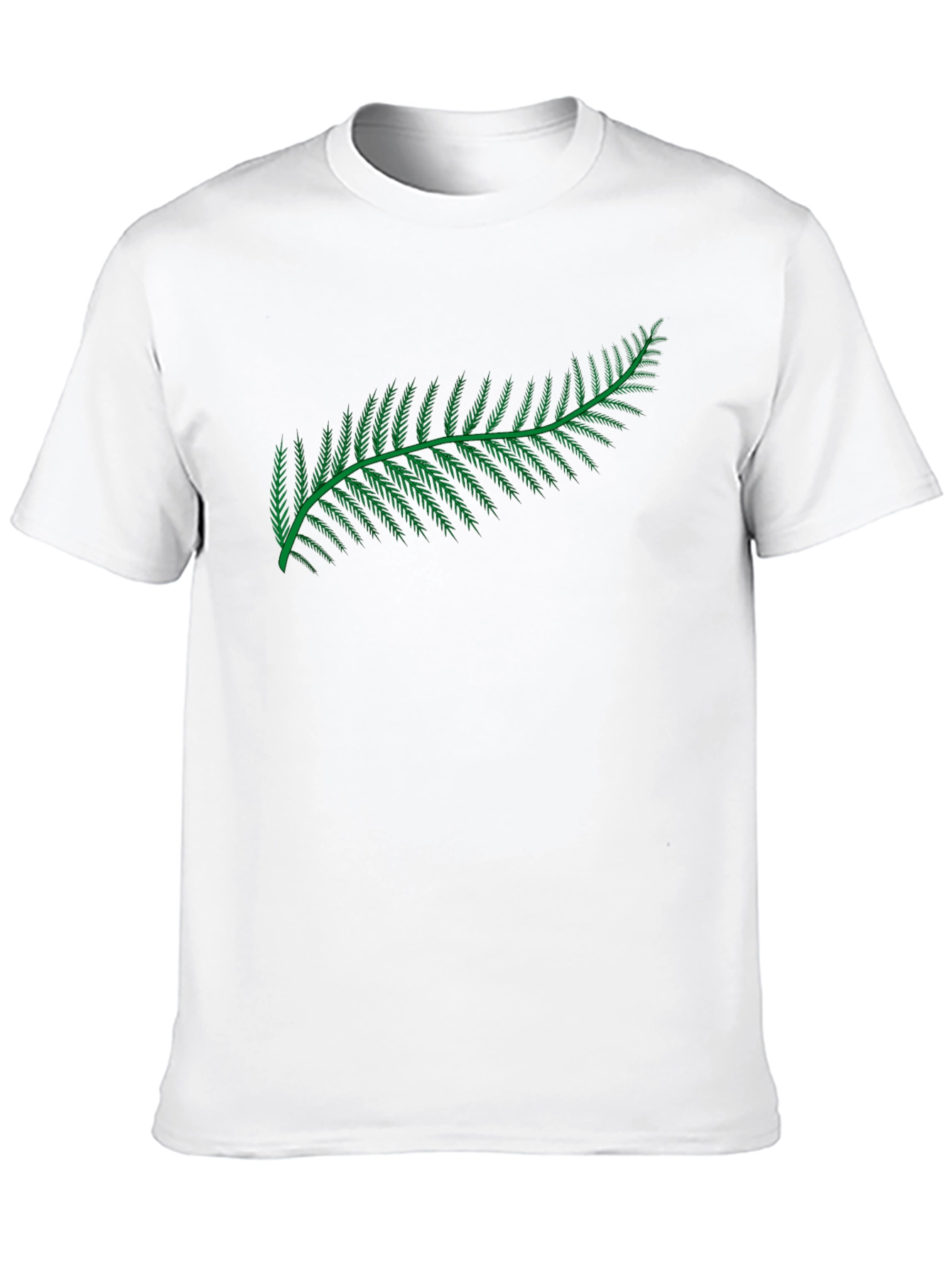 Black T-Shirt with Green Fern Design