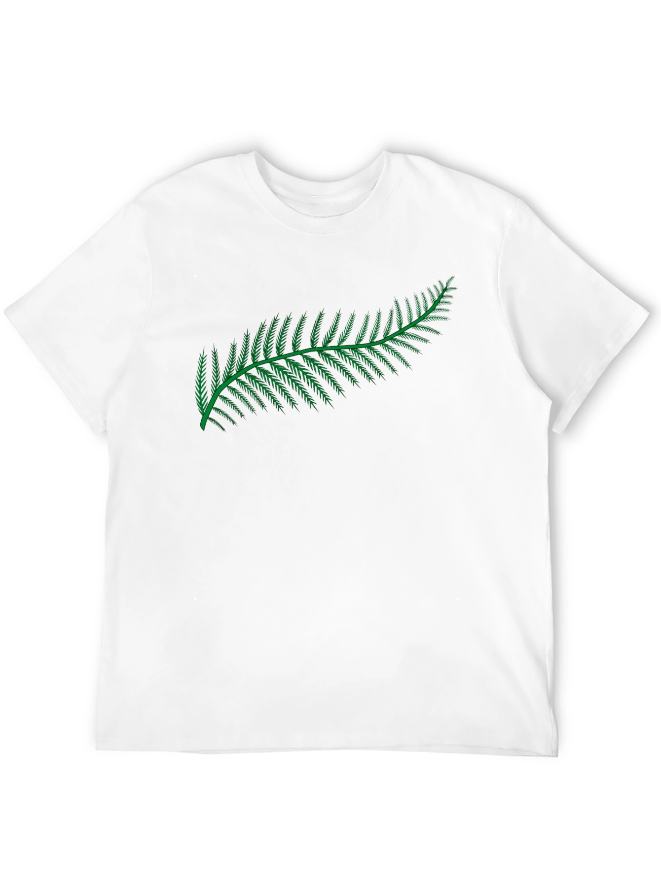 Black T-Shirt with Green Fern Design