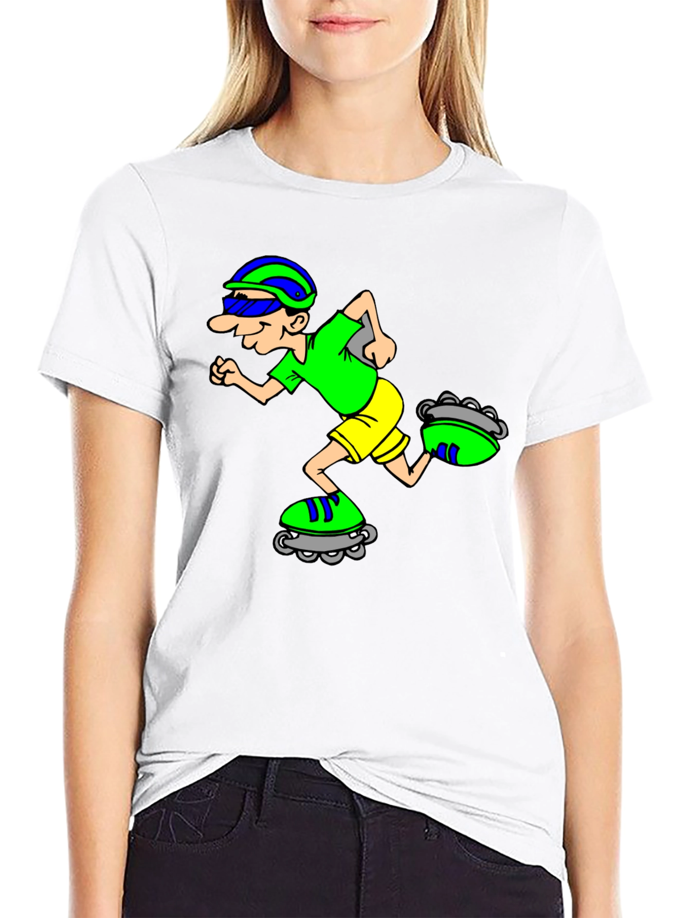 Cartoon Inline Skater Graphic Tee - Black