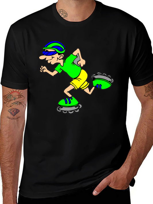 Cartoon Inline Skater Graphic Tee - Black