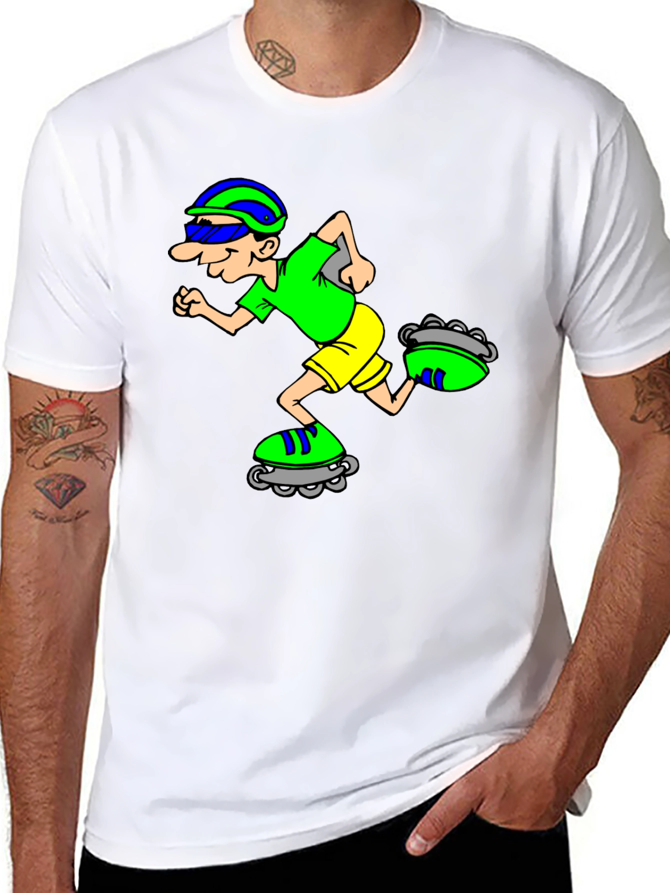 Cartoon Inline Skater Graphic Tee - Black