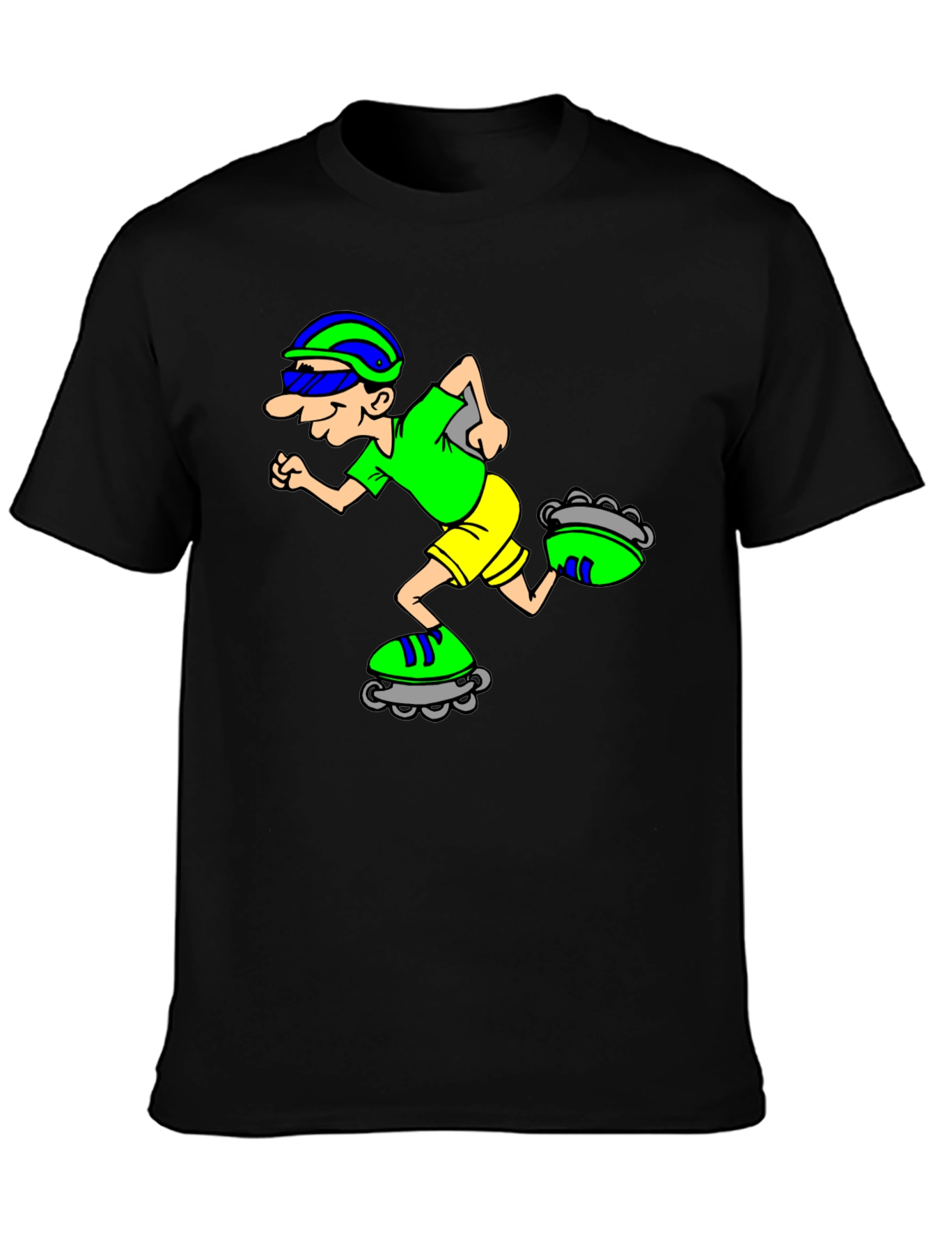 Cartoon Inline Skater Graphic Tee - Black