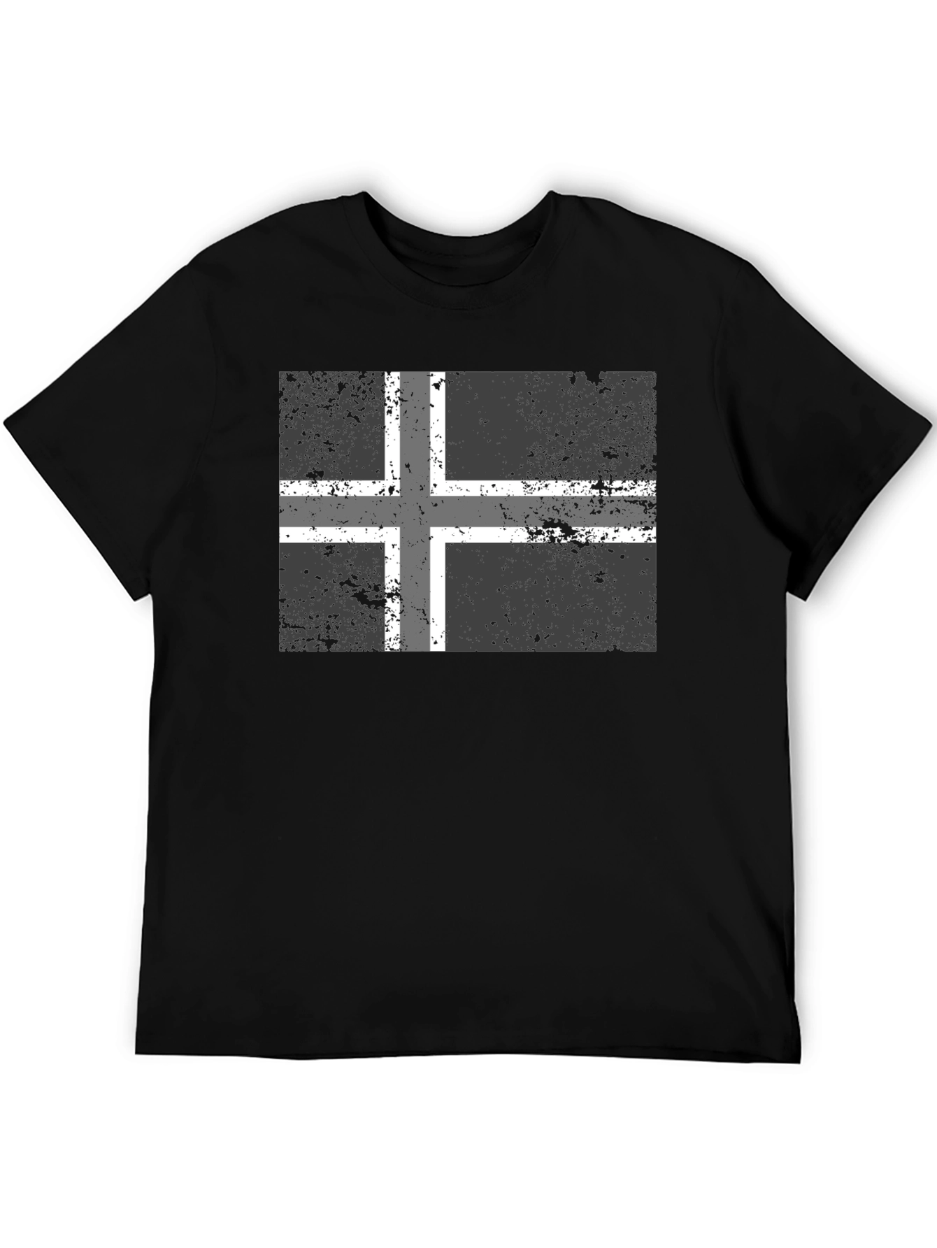 Black Shirt with Nordic Cross Flag Graphic Tee