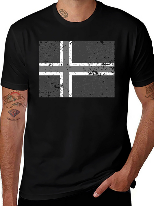 Black Shirt with Nordic Cross Flag Graphic Tee