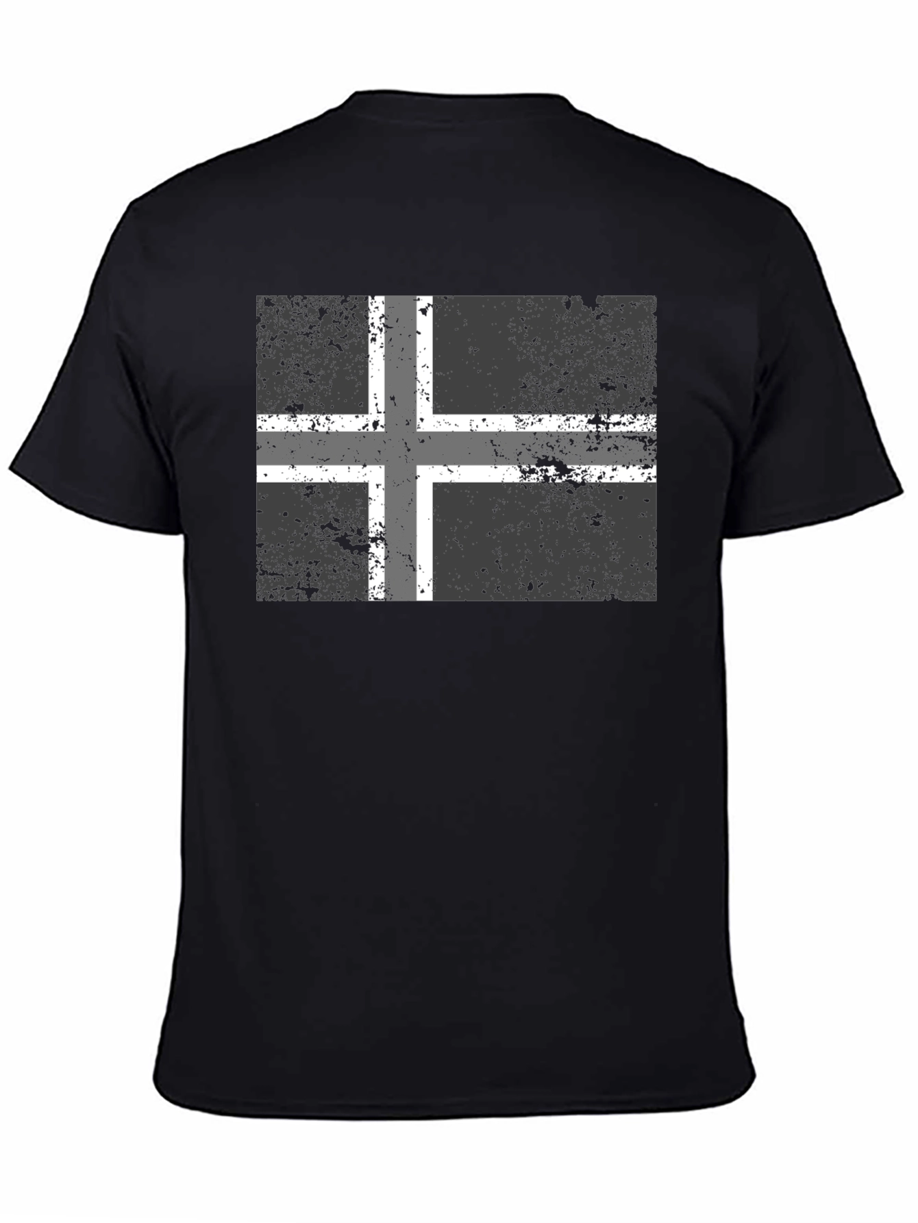 Black Shirt with Nordic Cross Flag Graphic Tee