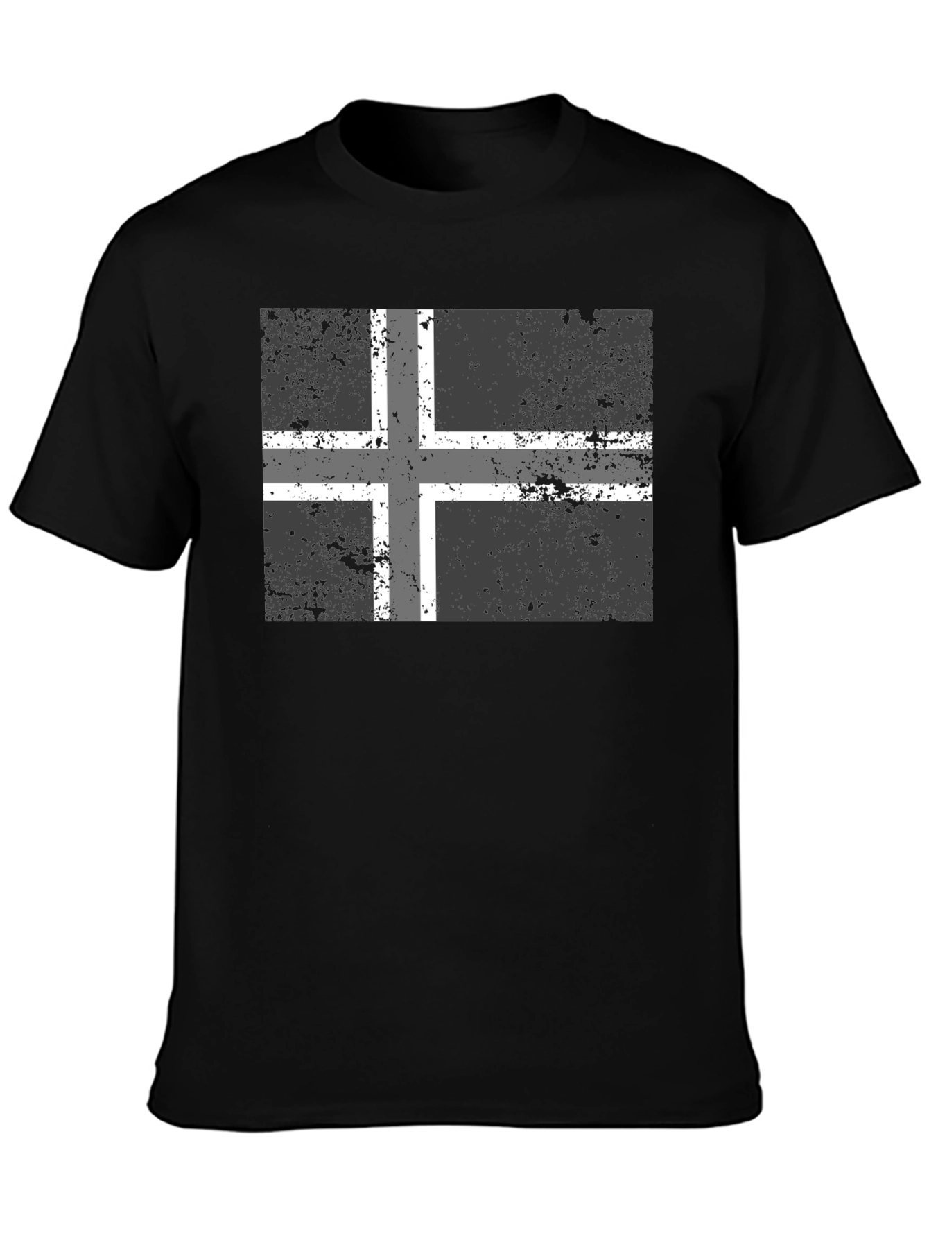 Black Shirt with Nordic Cross Flag Graphic Tee