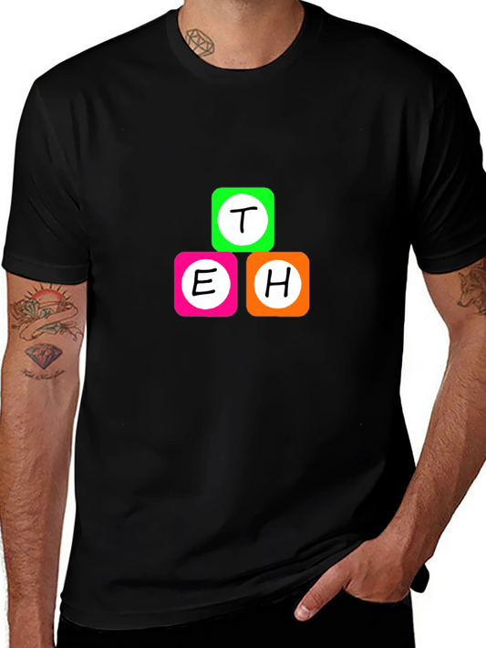Colorful THE Blocks Graphic Black T-Shirt