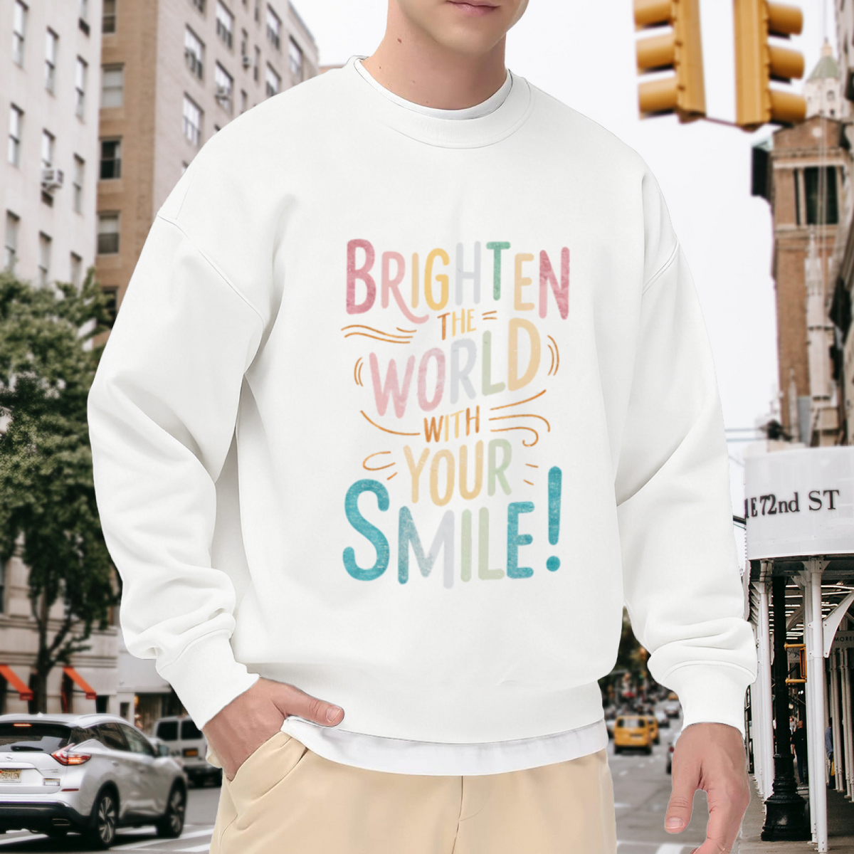 BRIGHTEN THE WORLD WITH YOUR SMILE - Inspirational Graphic ԲÁìÎÀÒÂ | Unisex Pullover Sweatshirt