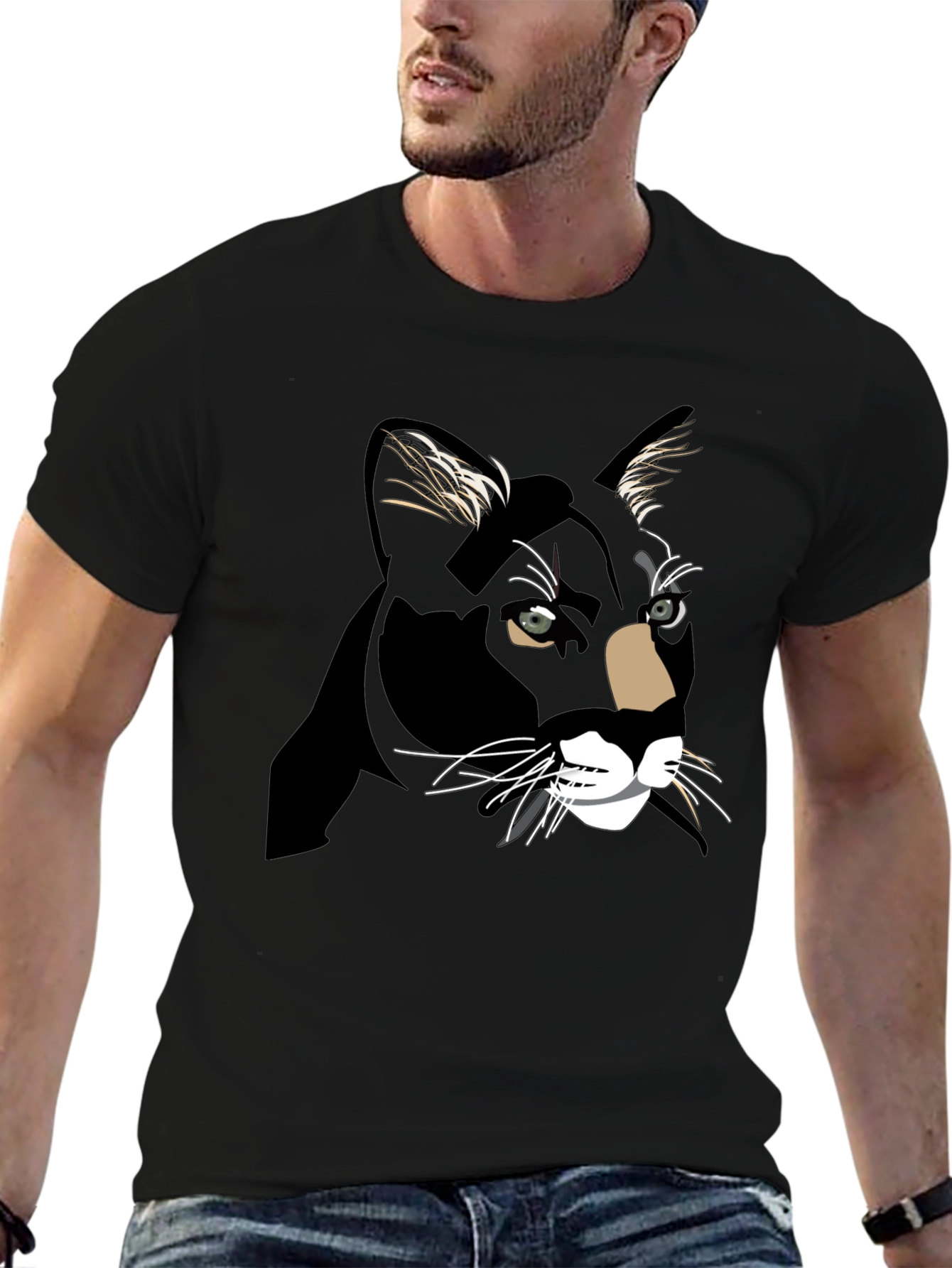 Black Cat Graphic Print T-Shirt