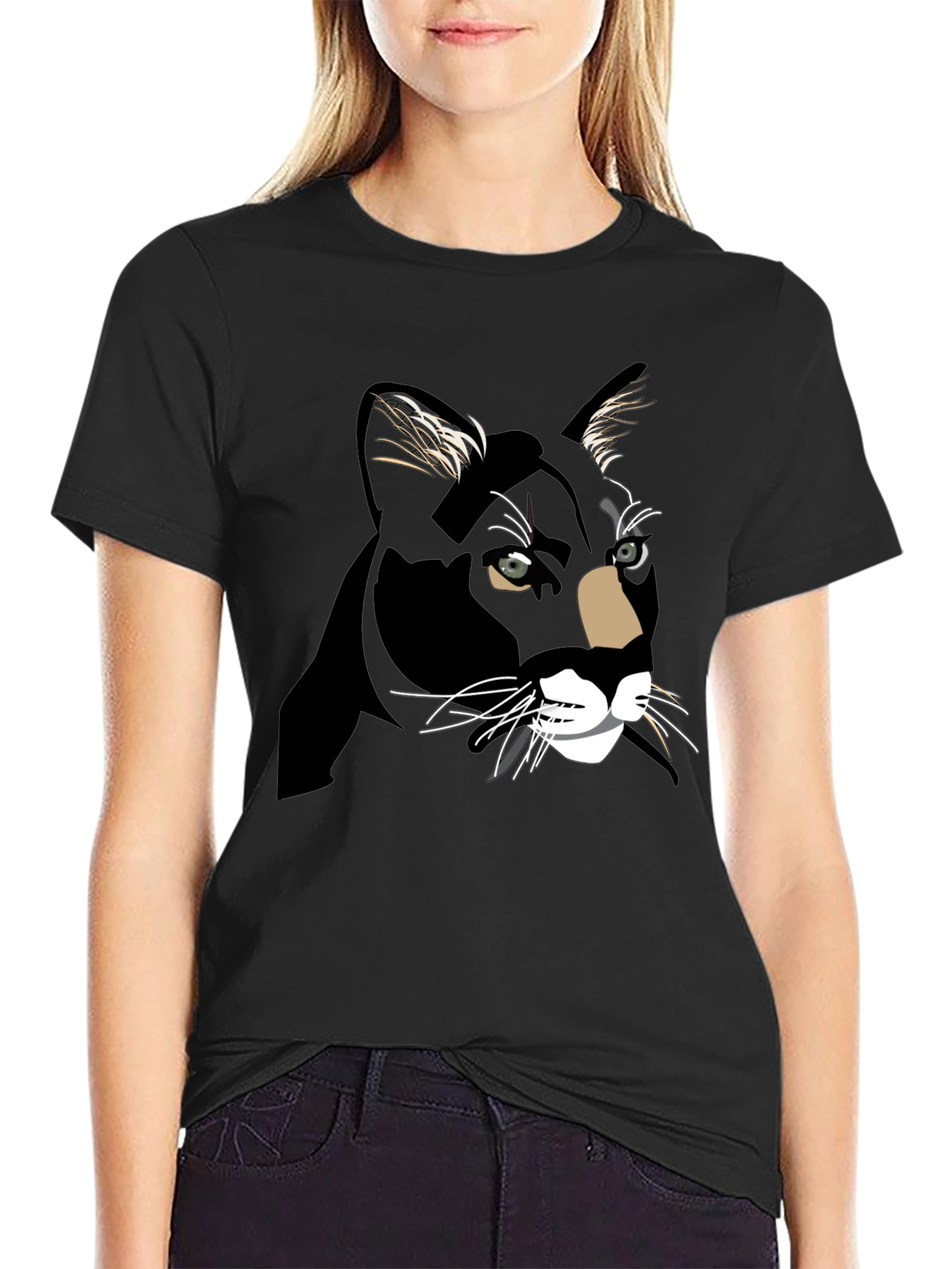 Black Cat Graphic Print T-Shirt