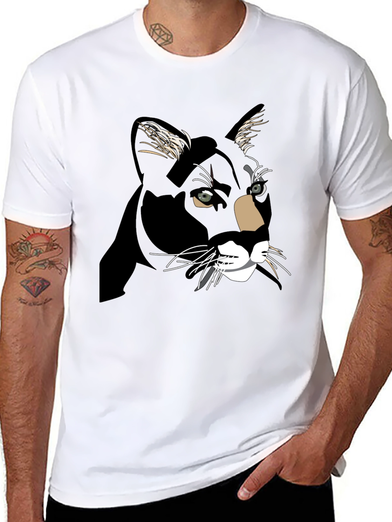 Black Cat Graphic Print T-Shirt