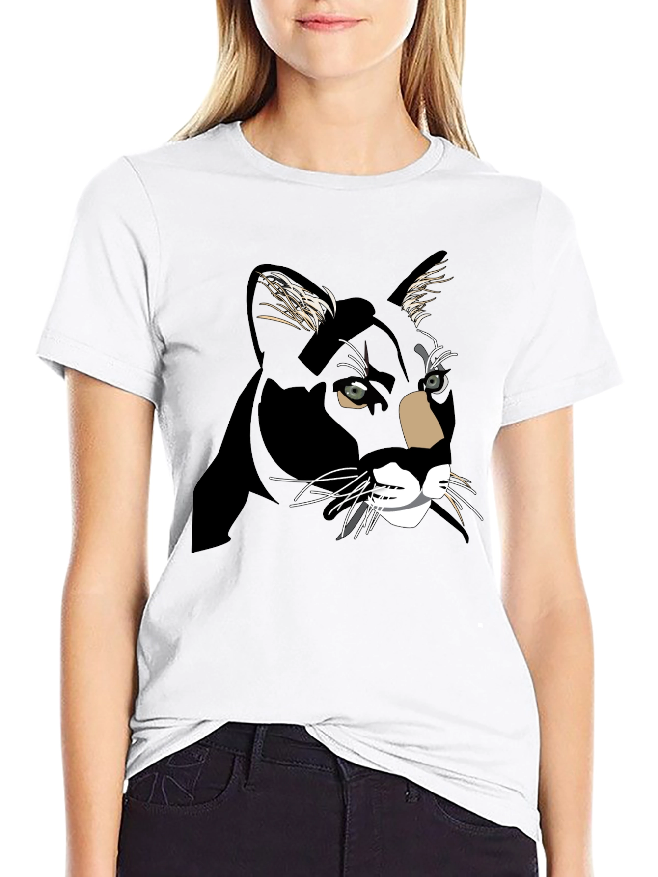Black Cat Graphic Print T-Shirt