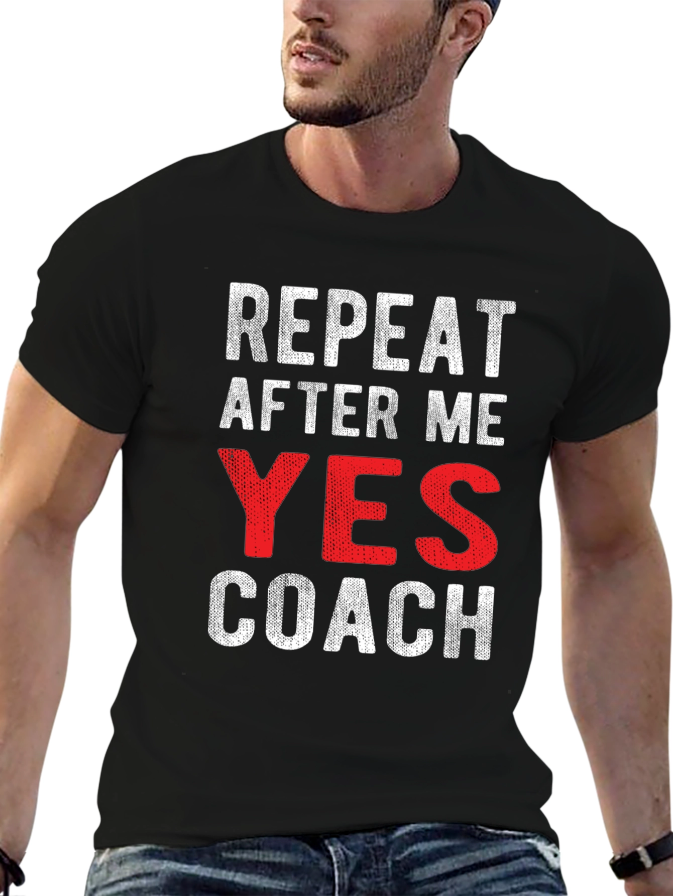 Repeat After Me Yes Coach Black T-Shirt