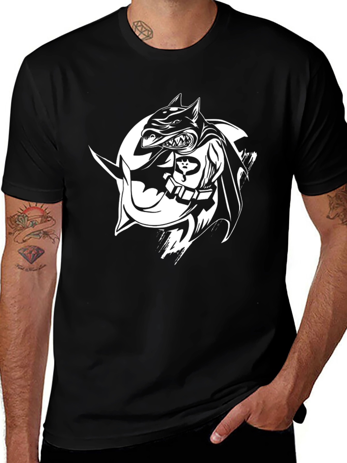 Black Batman Dog T-Shirt - Unique Graphic Tee