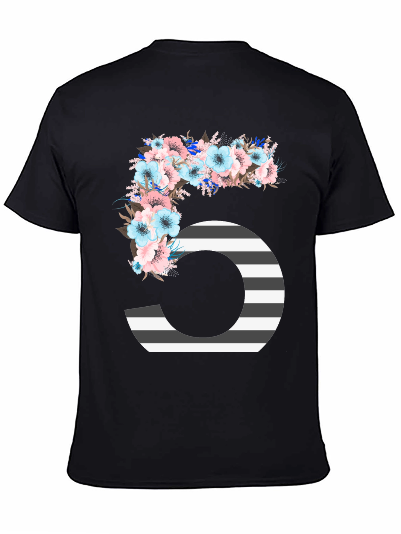 Floral Number Five Striped T-Shirt