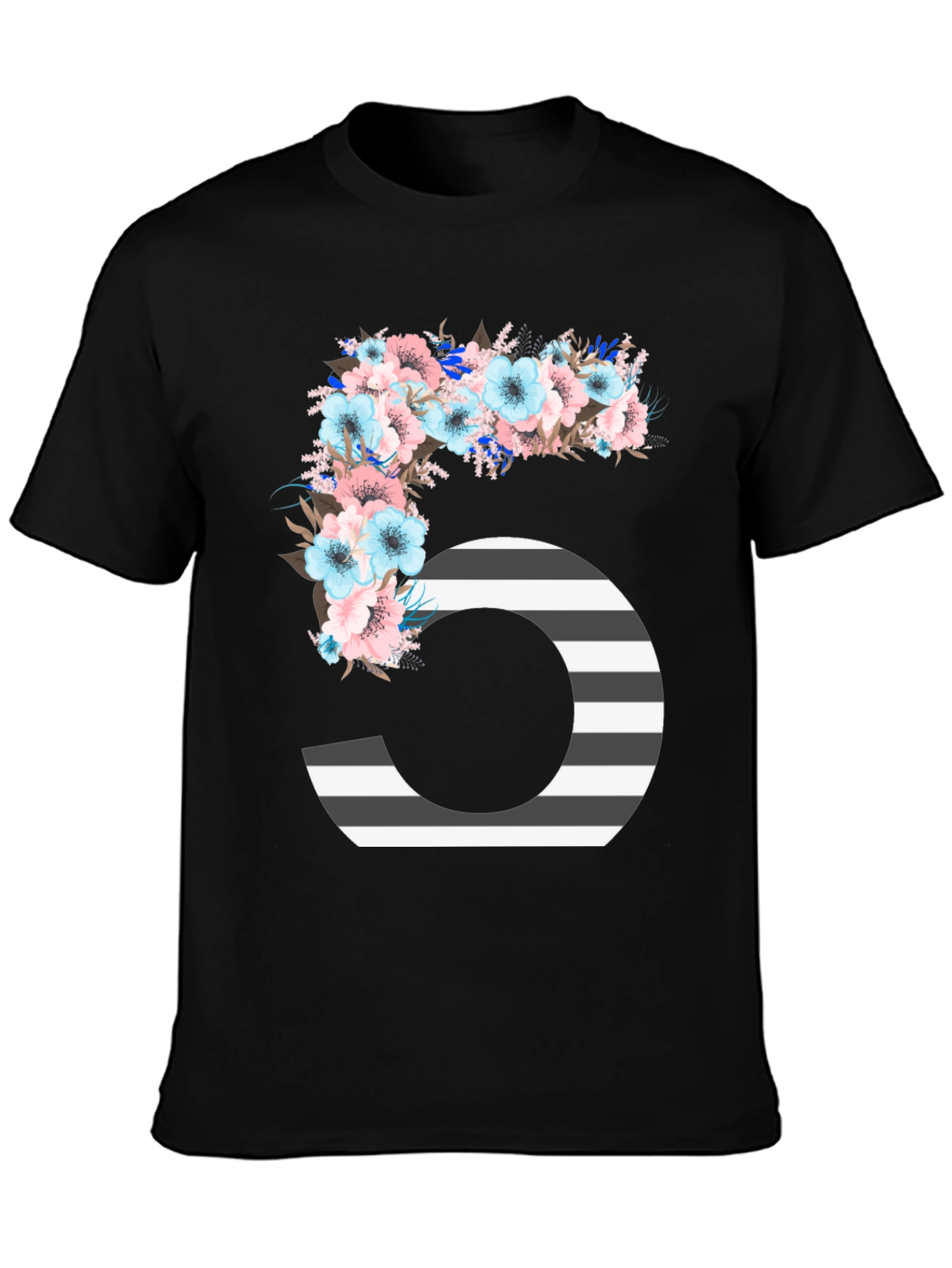 Floral Number Five Striped T-Shirt