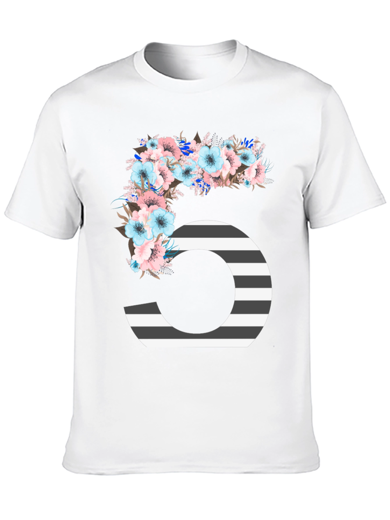 Floral Number Five Striped T-Shirt