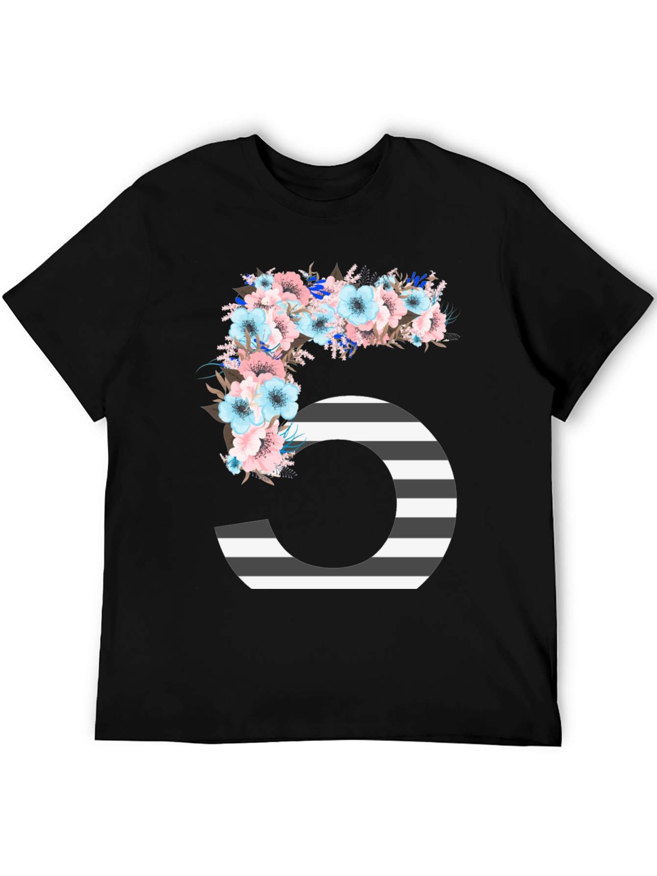 Floral Number Five Striped T-Shirt
