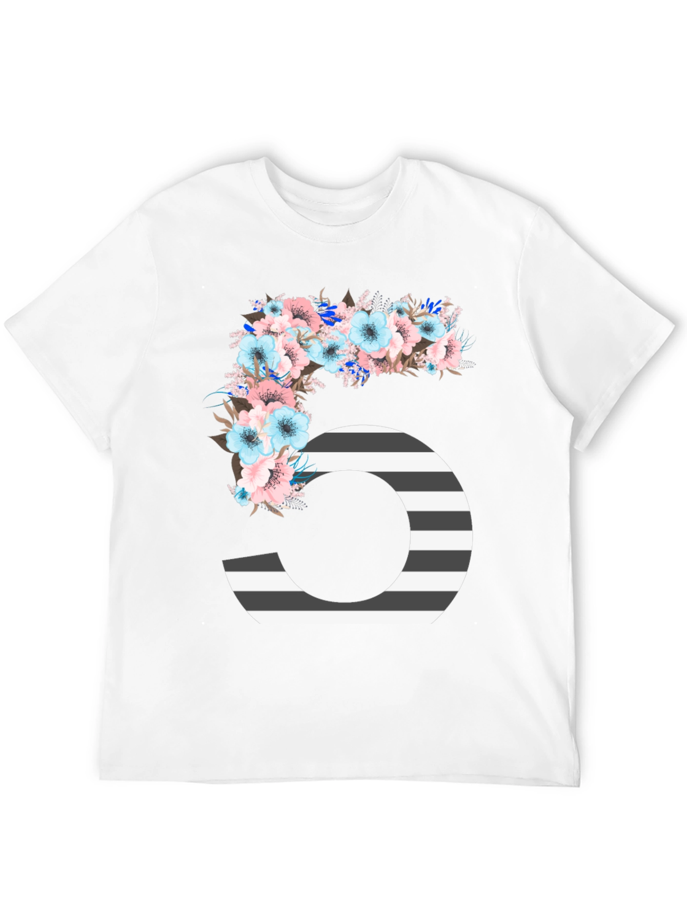 Floral Number Five Striped T-Shirt