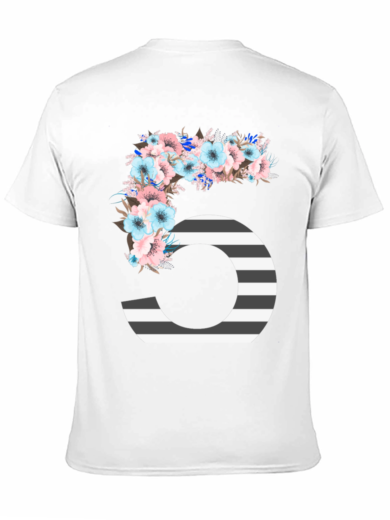 Floral Number Five Striped T-Shirt