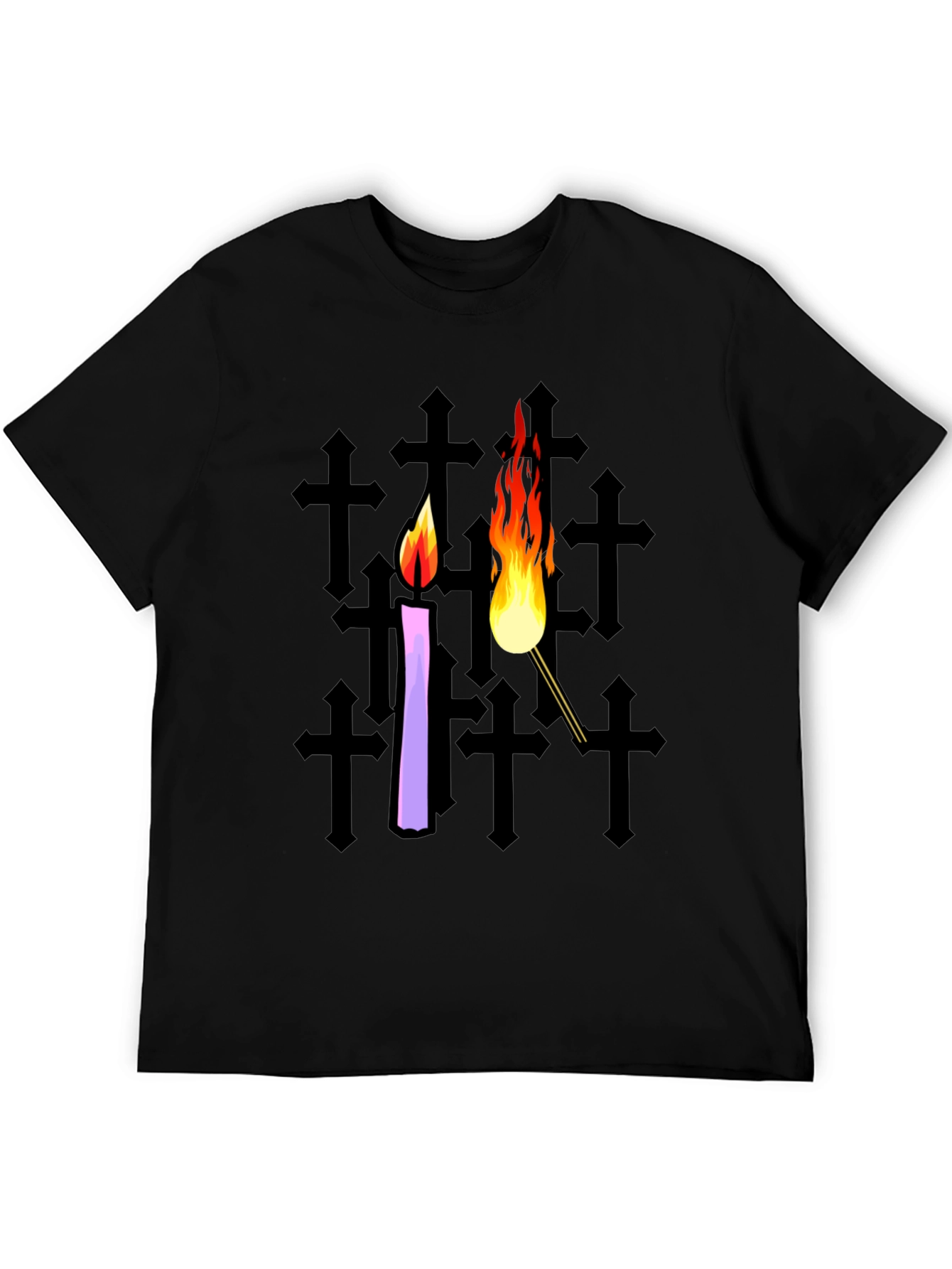 Candle & Torch Graphic Black T-Shirt