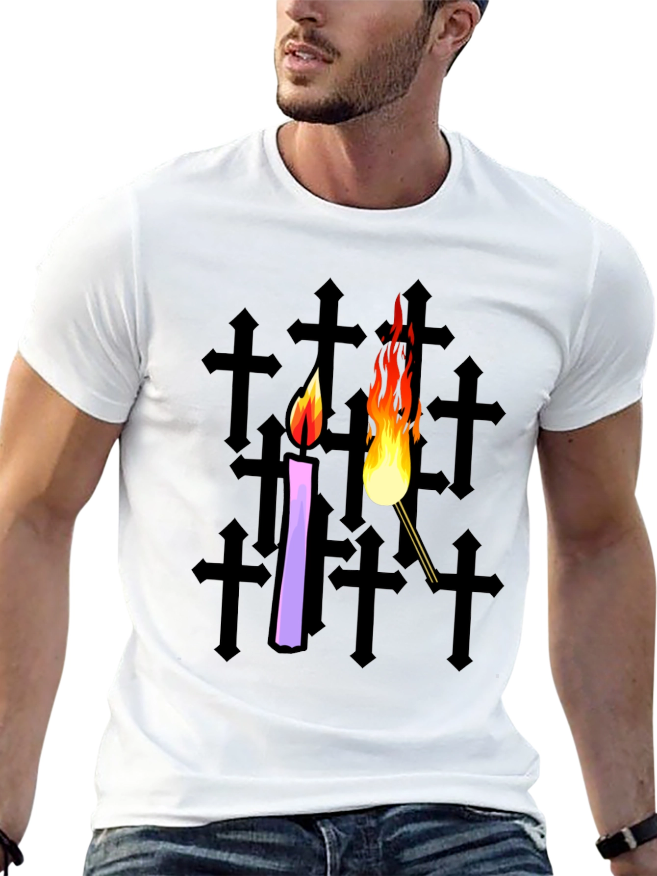 Candle & Torch Graphic Black T-Shirt