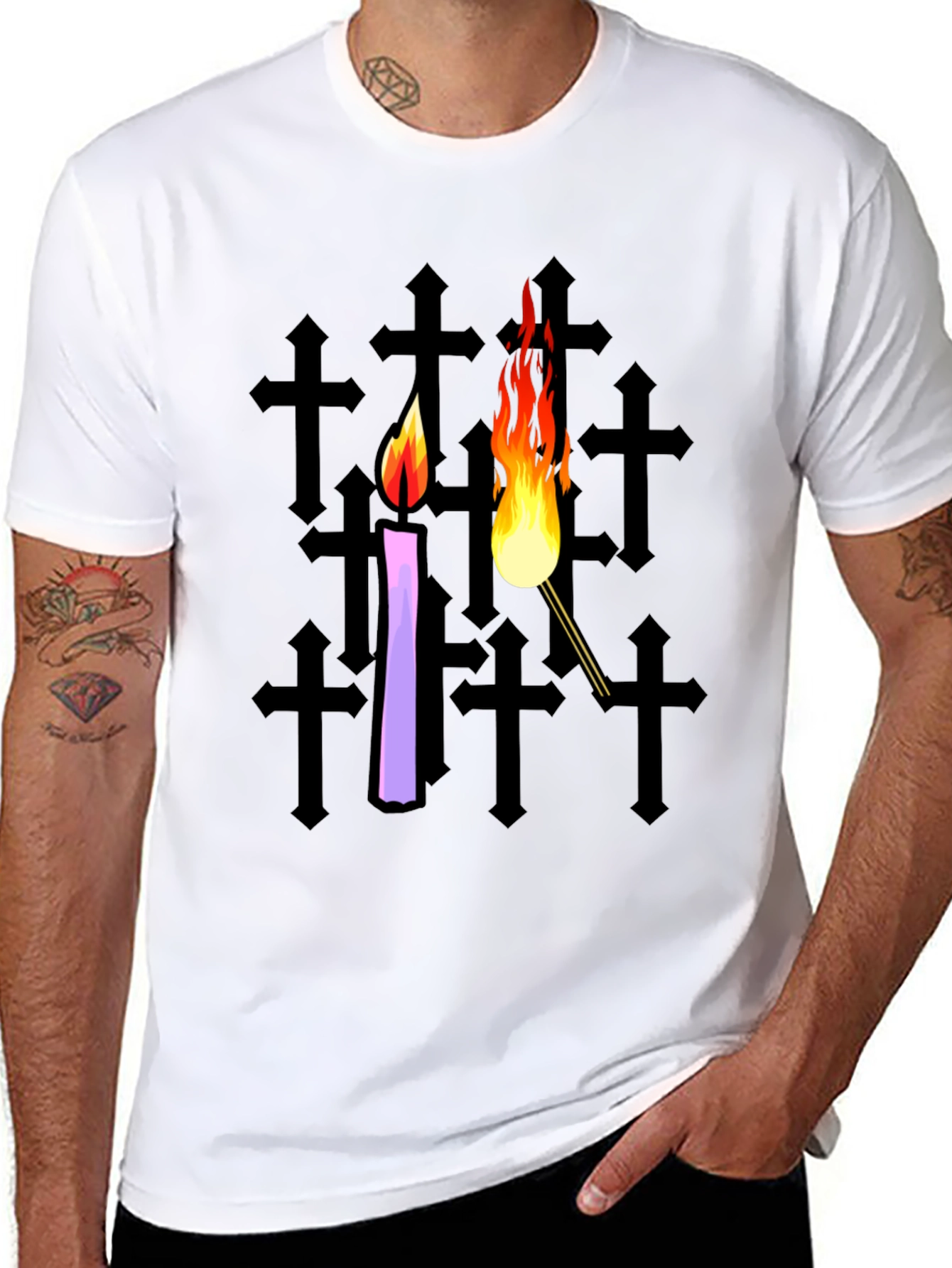 Candle & Torch Graphic Black T-Shirt