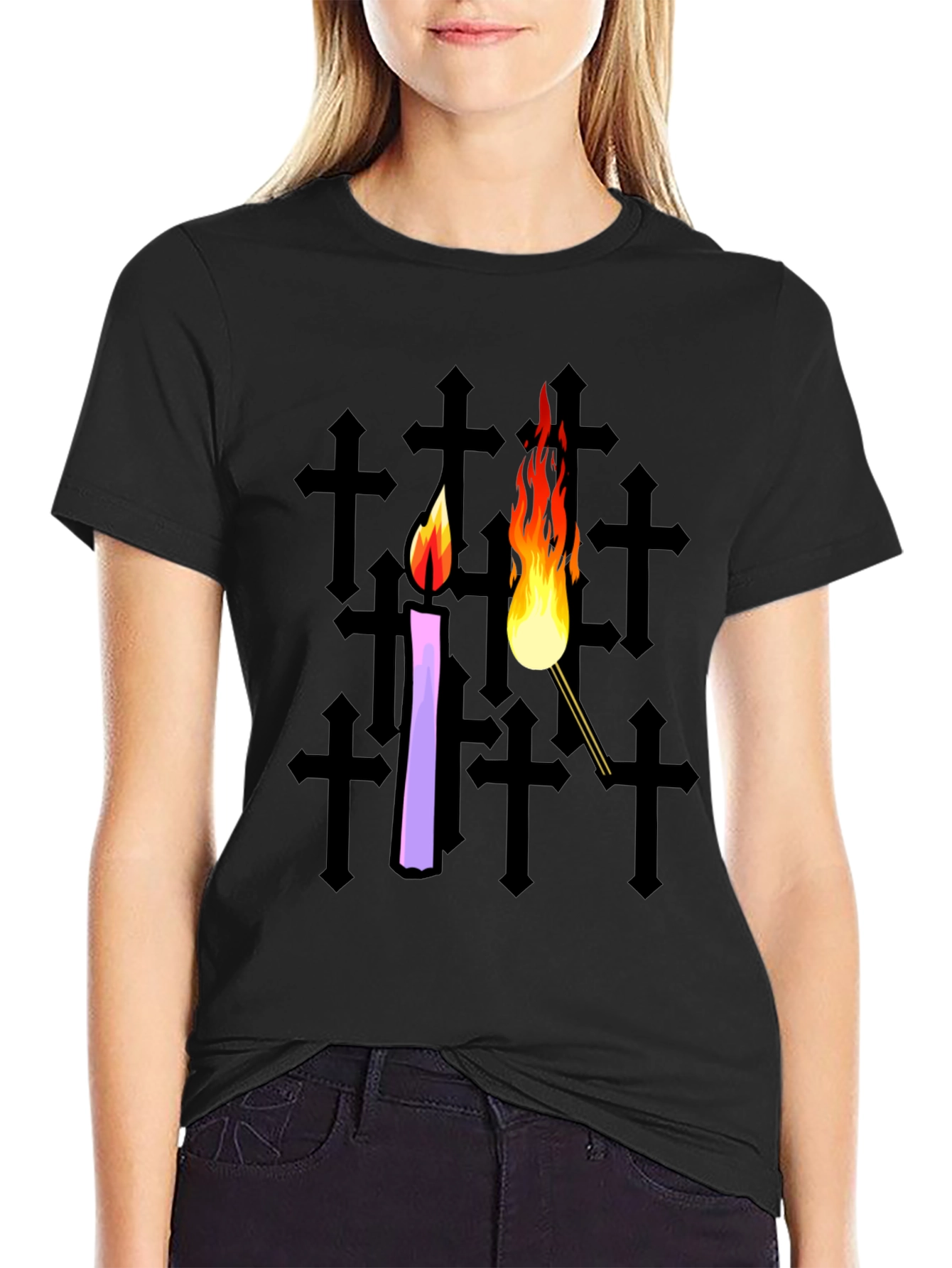 Candle & Torch Graphic Black T-Shirt