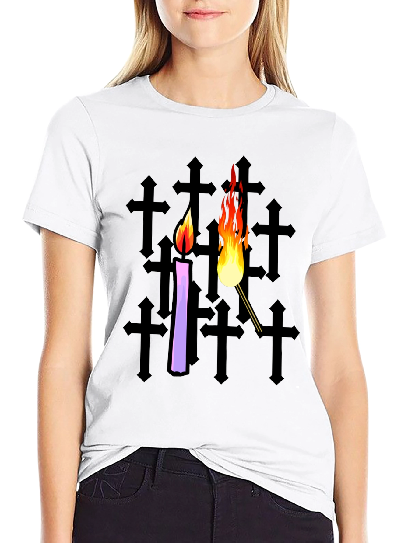 Candle & Torch Graphic Black T-Shirt