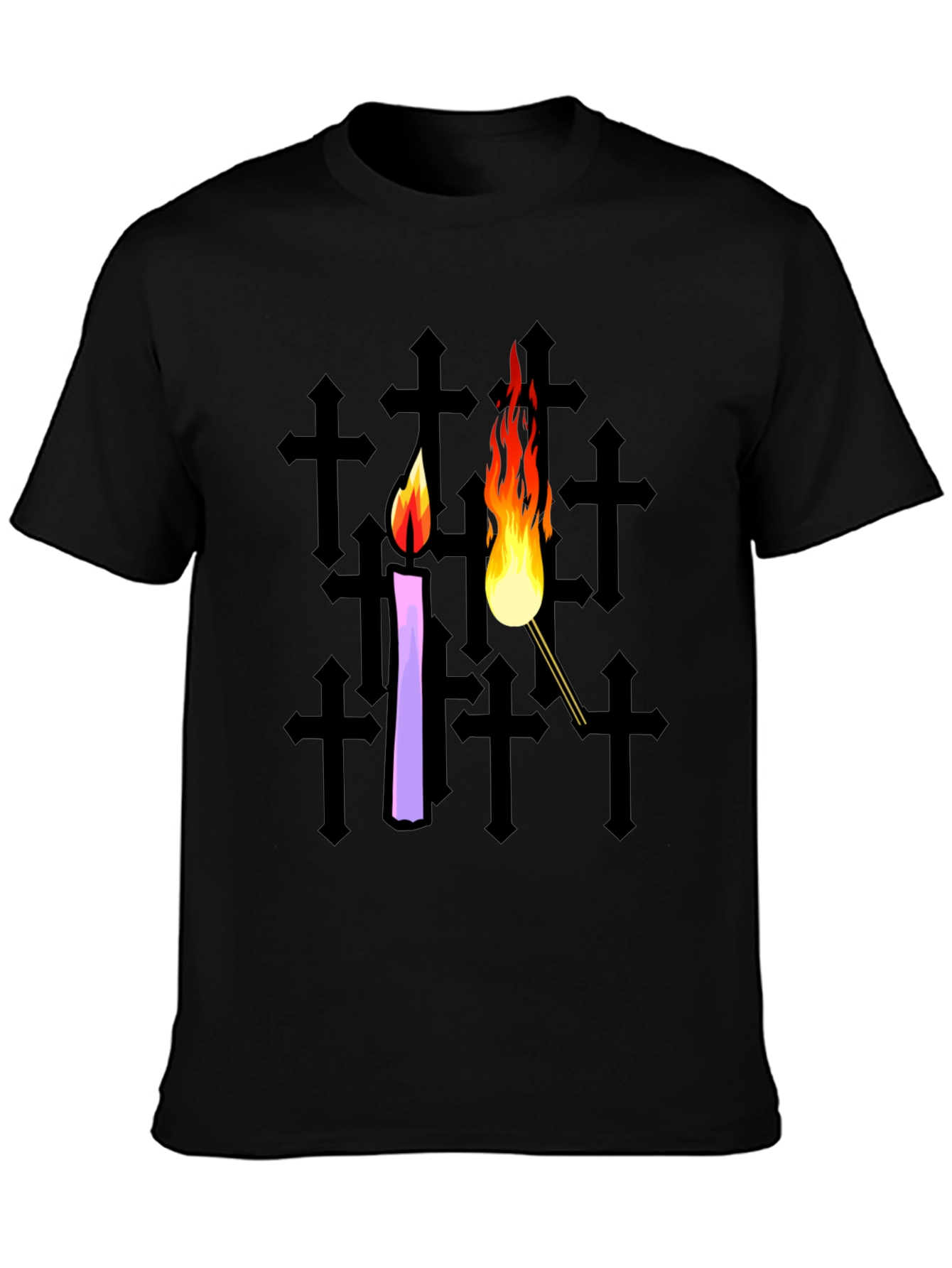 Candle & Torch Graphic Black T-Shirt
