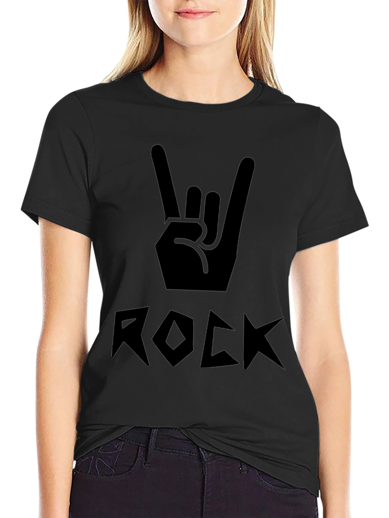 Rock On Black Graphic Tee