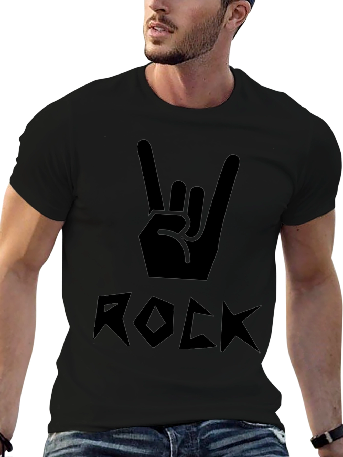 Rock On Black Graphic Tee