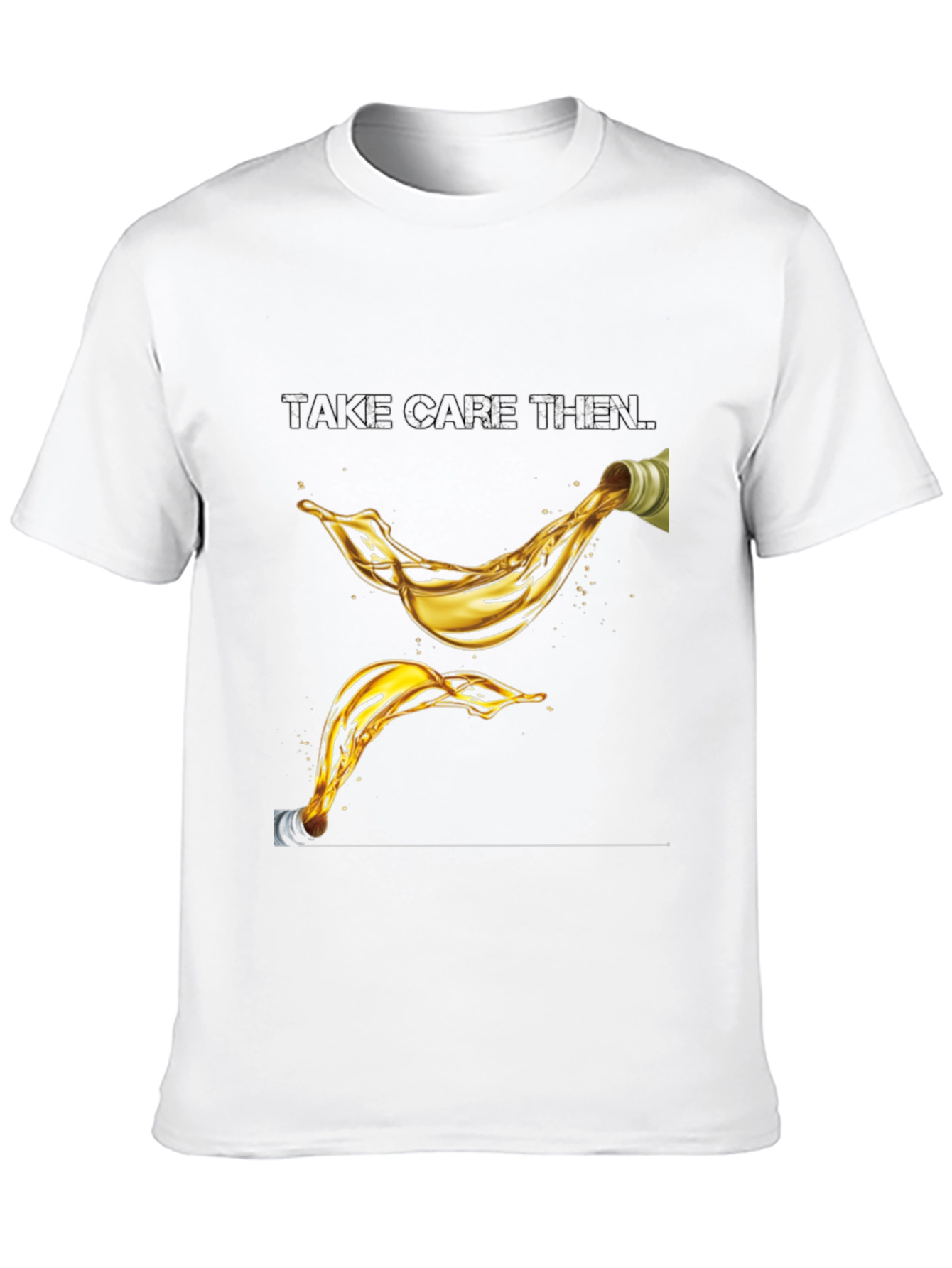 Take Care Then Oil Splash Graphic Black T-Shirt