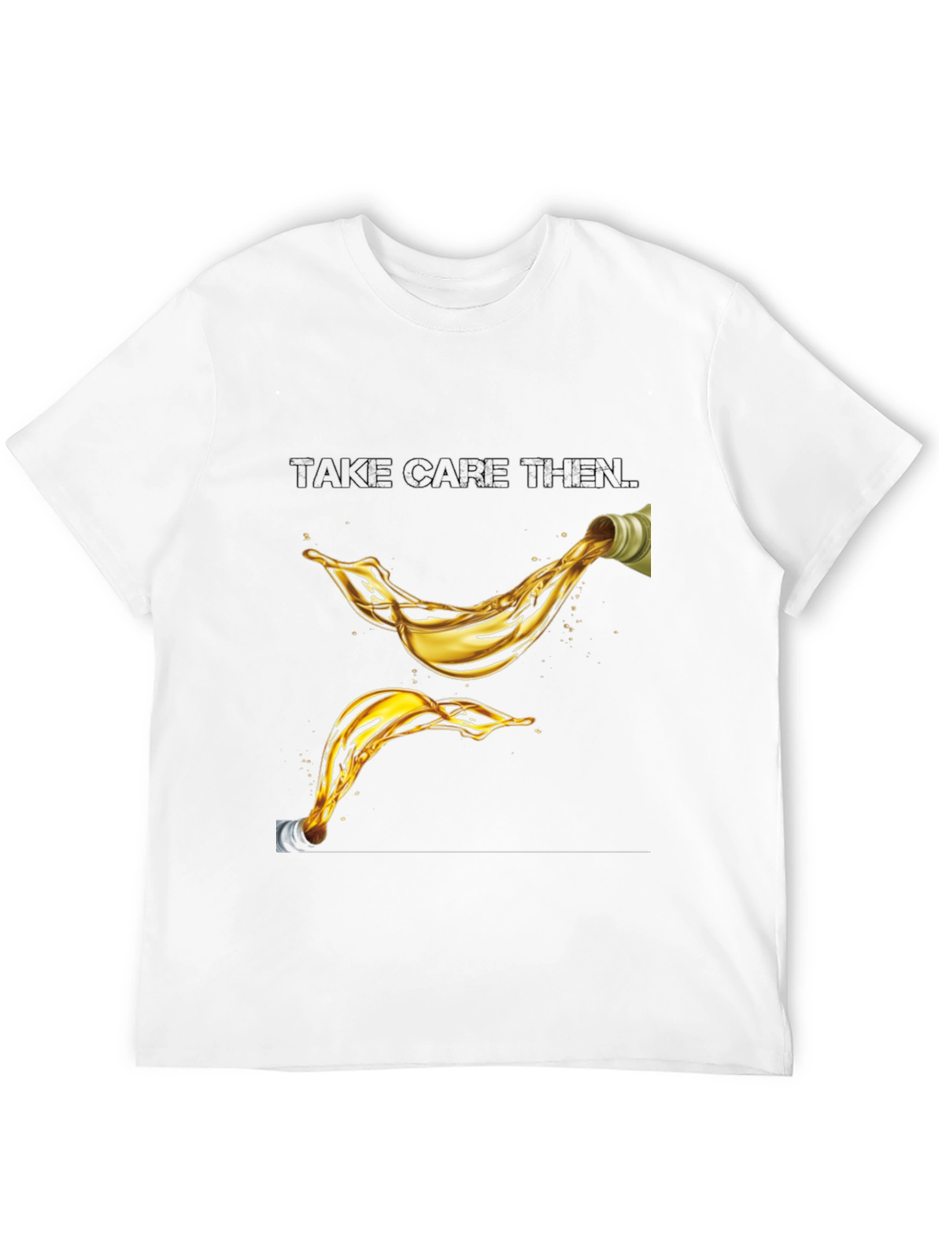 Take Care Then Oil Splash Graphic Black T-Shirt