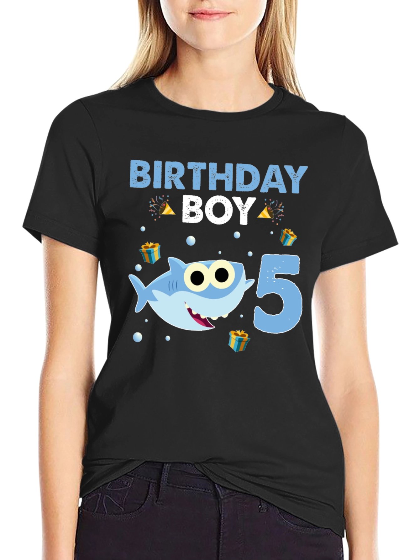 Birthday Boy Shark 5th Birthday T-Shirt