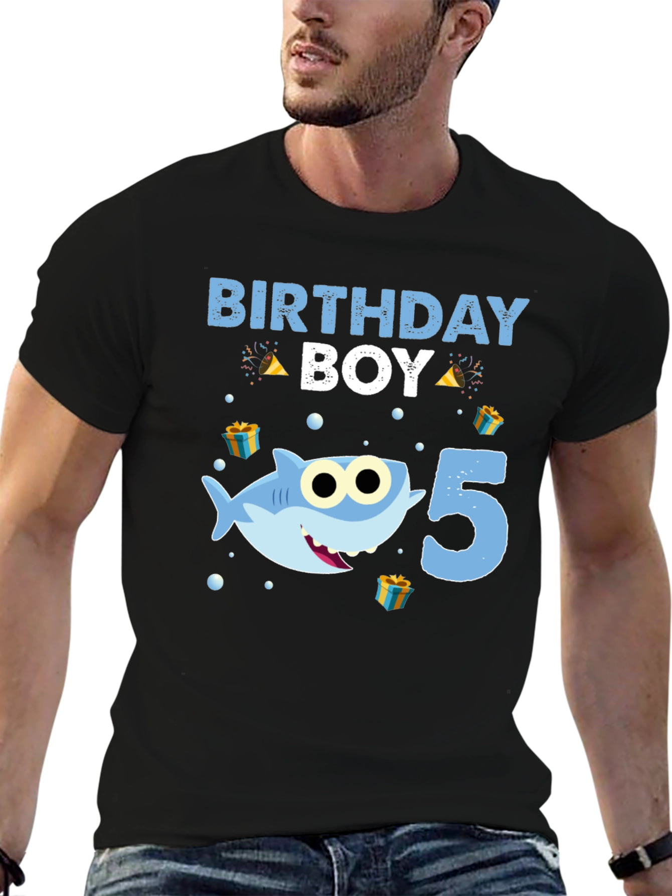Birthday Boy Shark 5th Birthday T-Shirt