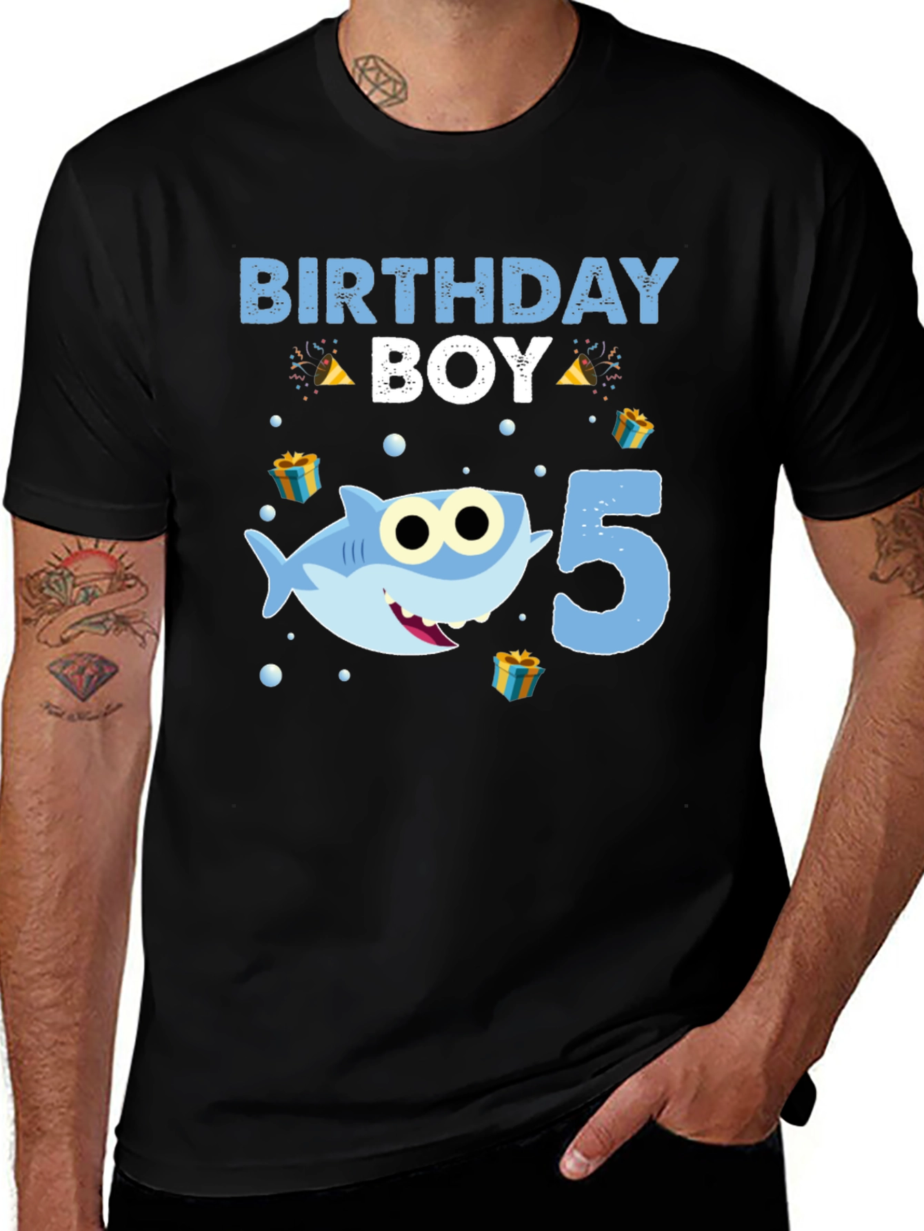 Birthday Boy Shark 5th Birthday T-Shirt