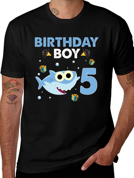 Birthday Boy Shark 5th Birthday T-Shirt