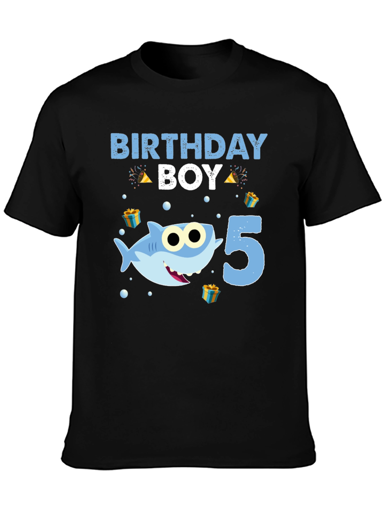 Birthday Boy Shark 5th Birthday T-Shirt