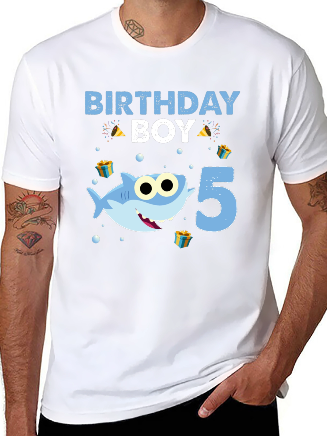 Birthday Boy Shark 5th Birthday T-Shirt