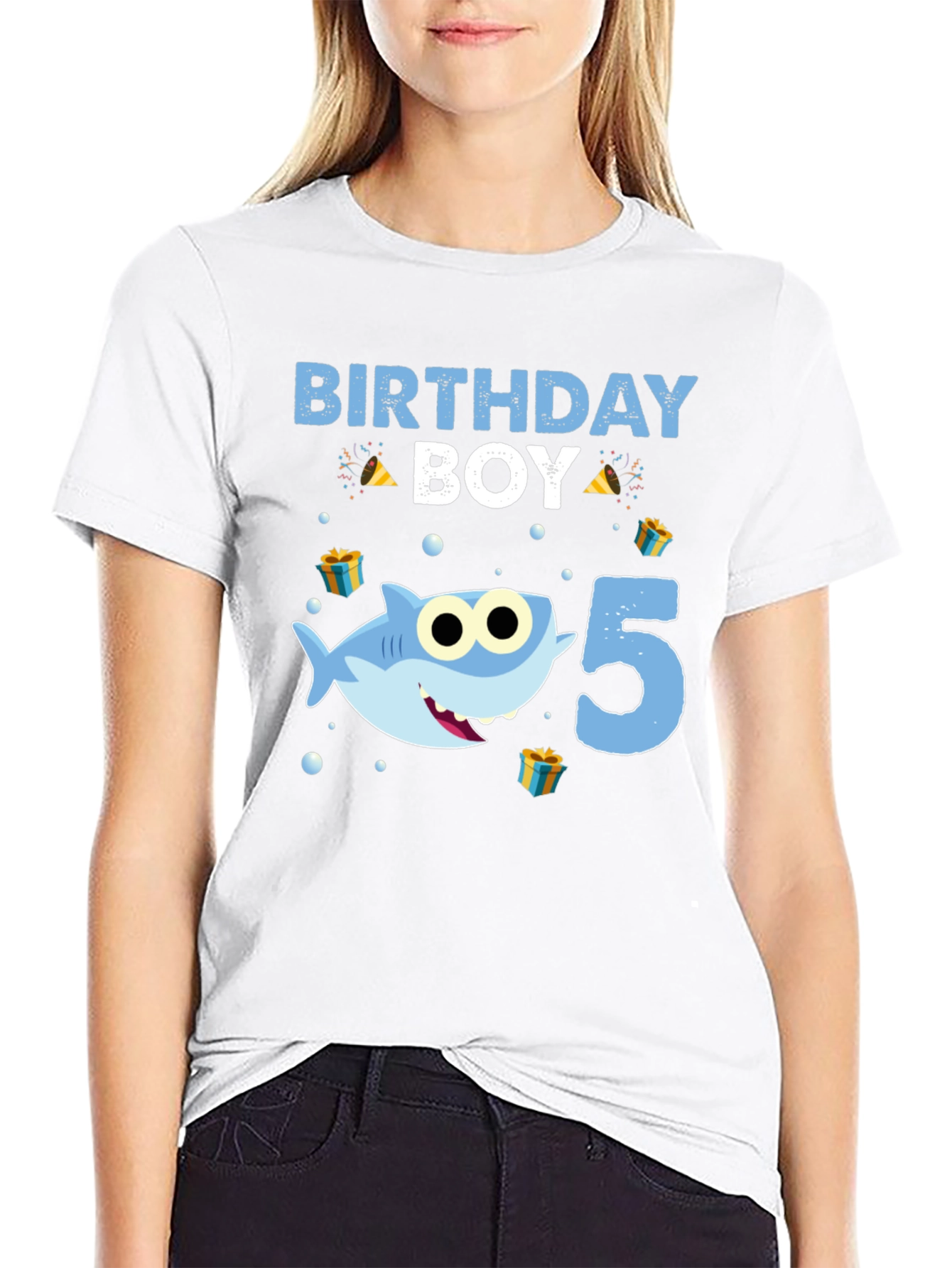 Birthday Boy Shark 5th Birthday T-Shirt