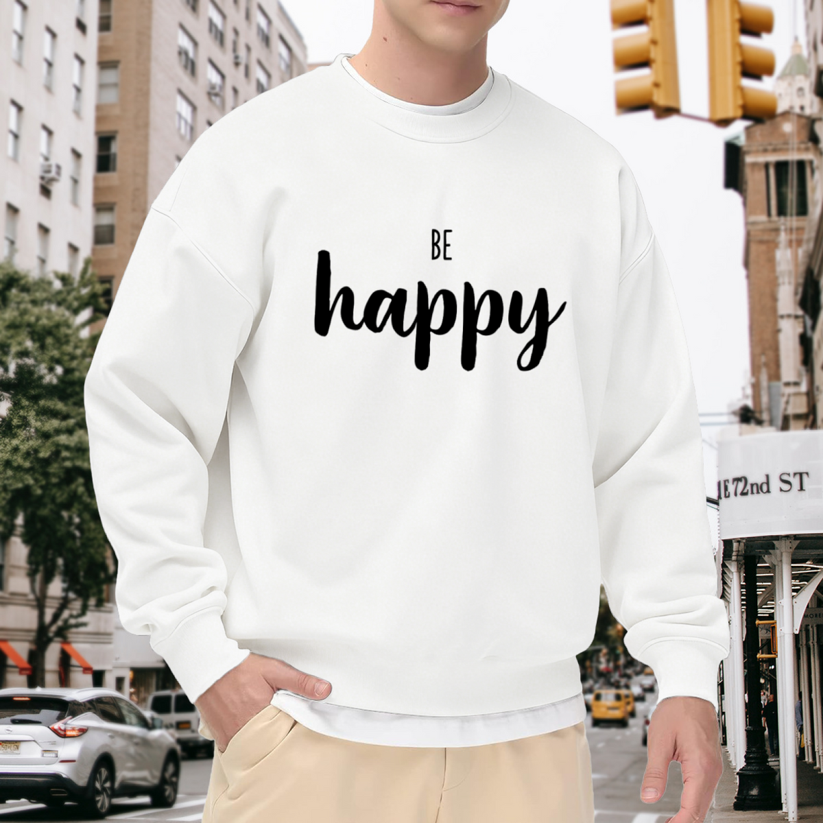 BE Happy - Positive Vibes Graphic ԲÁìÎÀÒÂ | Unisex Pullover Sweatshirt