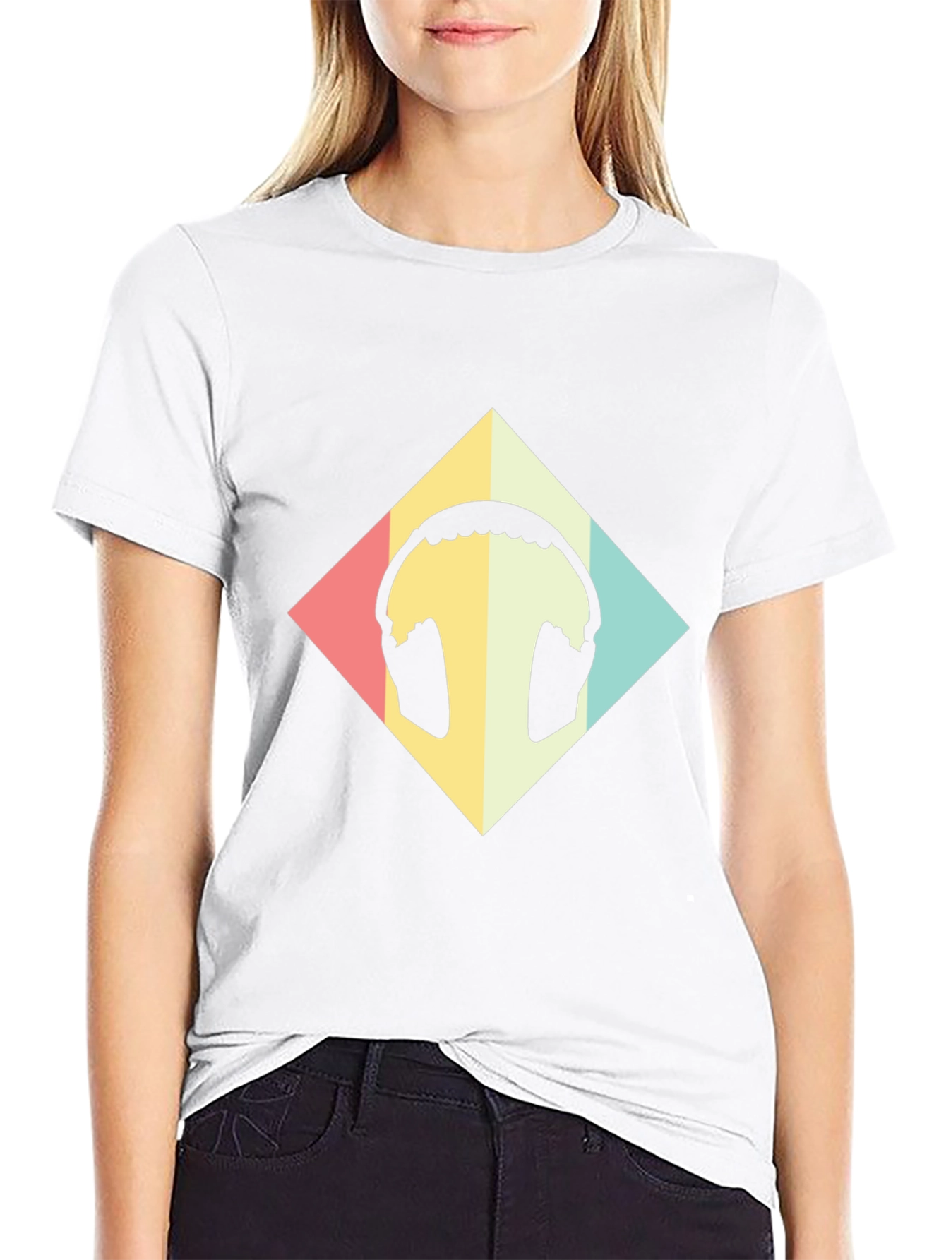 Retro Headphone Graphic Tee - Black Casual T-Shirt