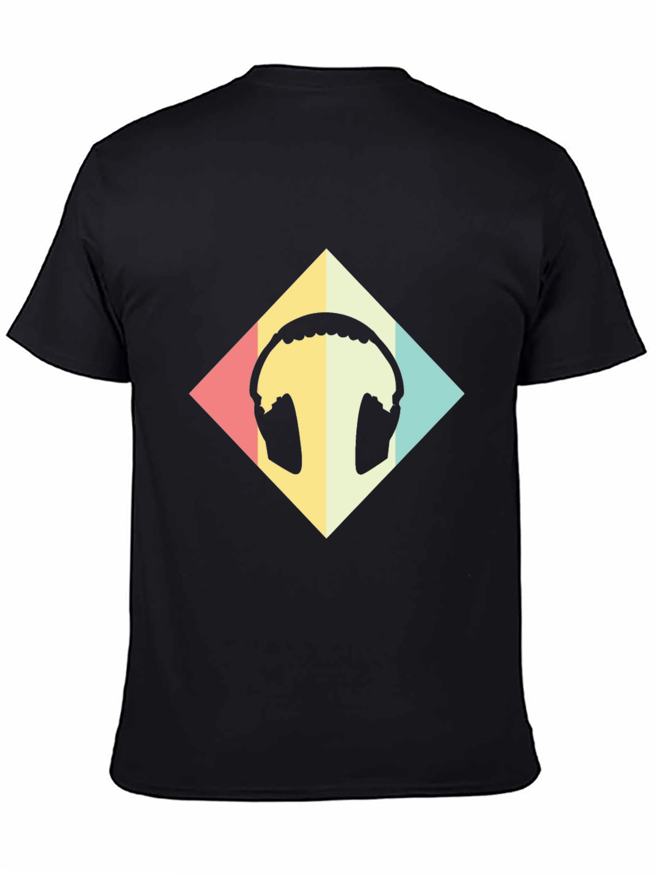 Retro Headphone Graphic Tee - Black Casual T-Shirt